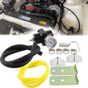 Regulador de presión de combustible universal ajustable de 0-140 PSI, kit de regulador de presión de inyección de aceite de gas de aluminio con Regulador de presión de combustible universal ajustable de 0-140 PSI, kit de regulador de presión de inyección de aceite de gas de aluminio con