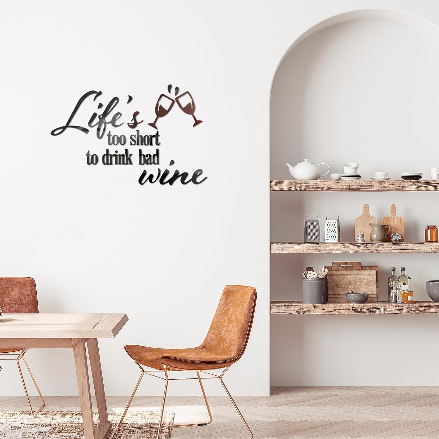 Beber vino 3D acrílico pegatinas de pared bar citas divertidas calcomanías de pared comedor baño mini bar cafetería vino arte calcomanías