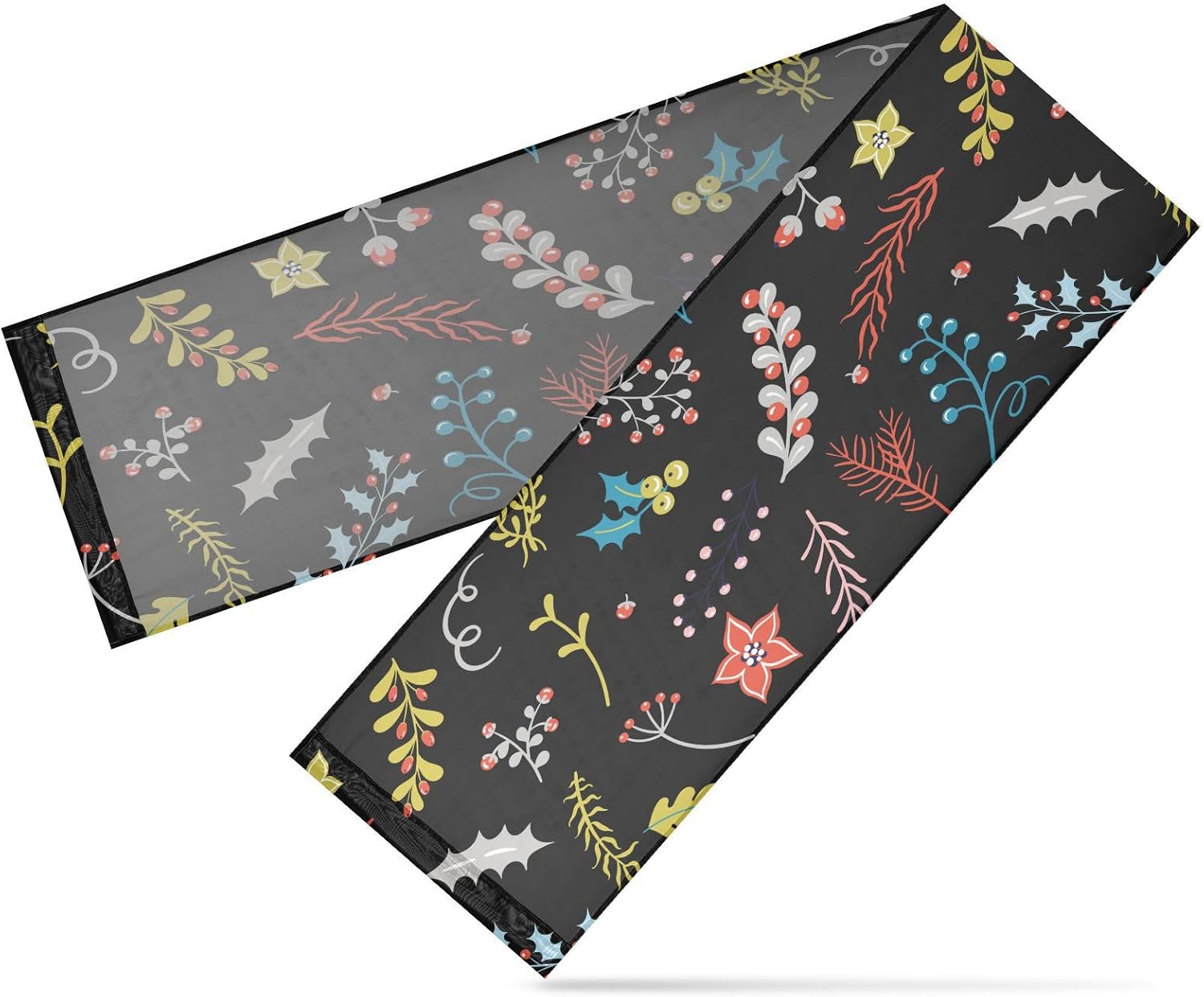 Christmas Cute Scandinavian Flower Table Runner Fall Kitchen Decor for Desk Decor Christmas Table Runner 108 Inches Long