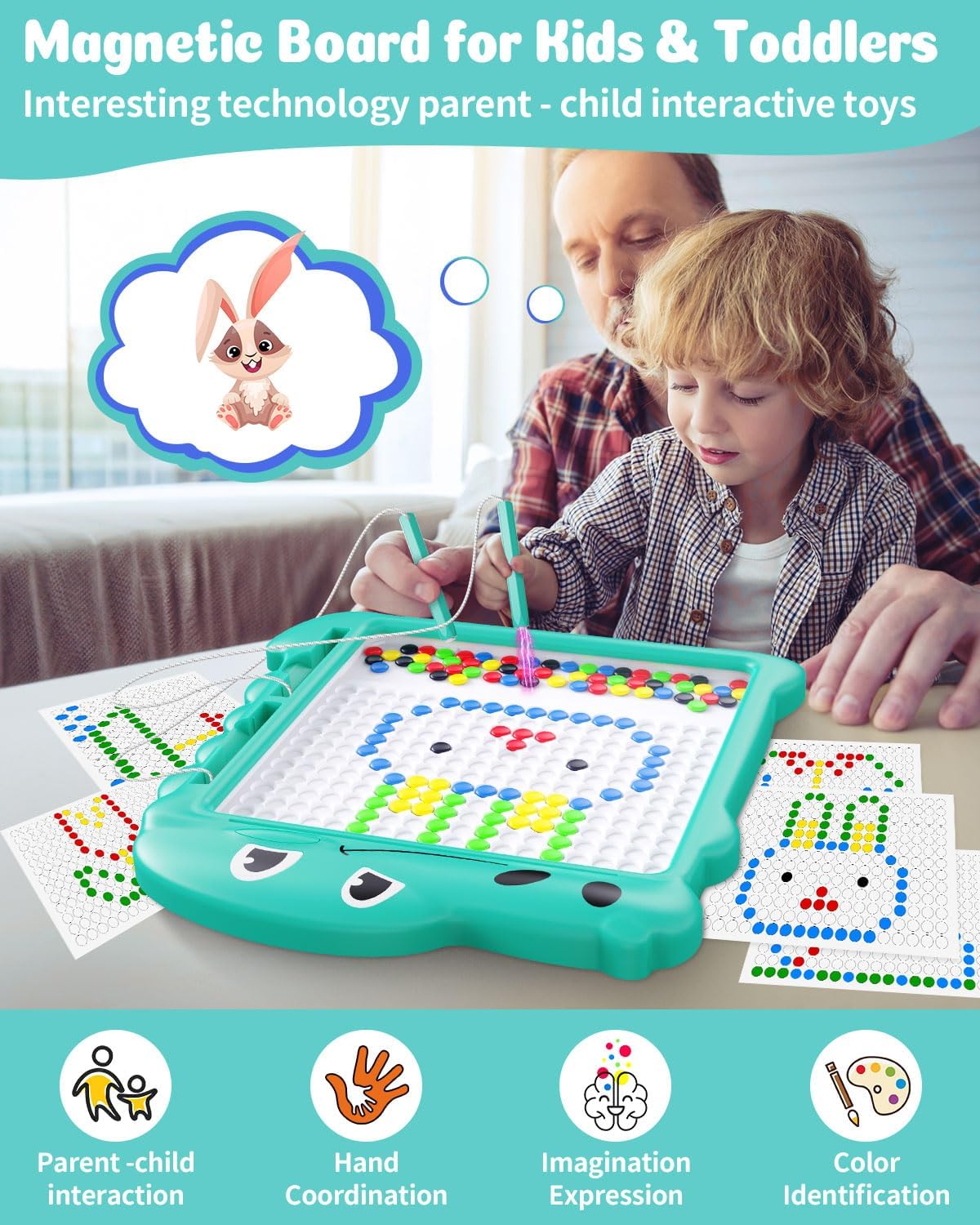 LQYoyz Tablero de dibujo magnético, tablero magnético de dinosaurios con luz LED, juguetes magnéticos educativos preescolares para niños de 3, 4, 5,