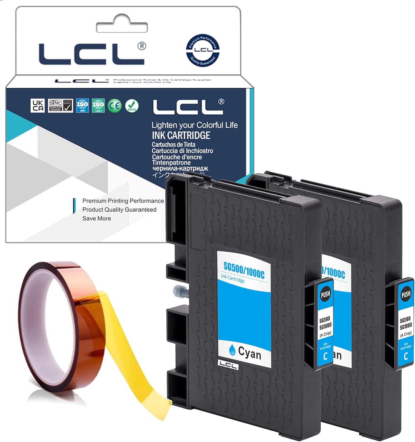 LCL Repuesto de tinta de sublimación compatible para Sawgrass Virtuoso SG500 SG1000 PRINTAN Dink de alto rendimiento (paquete de 2 unidades, cian)
