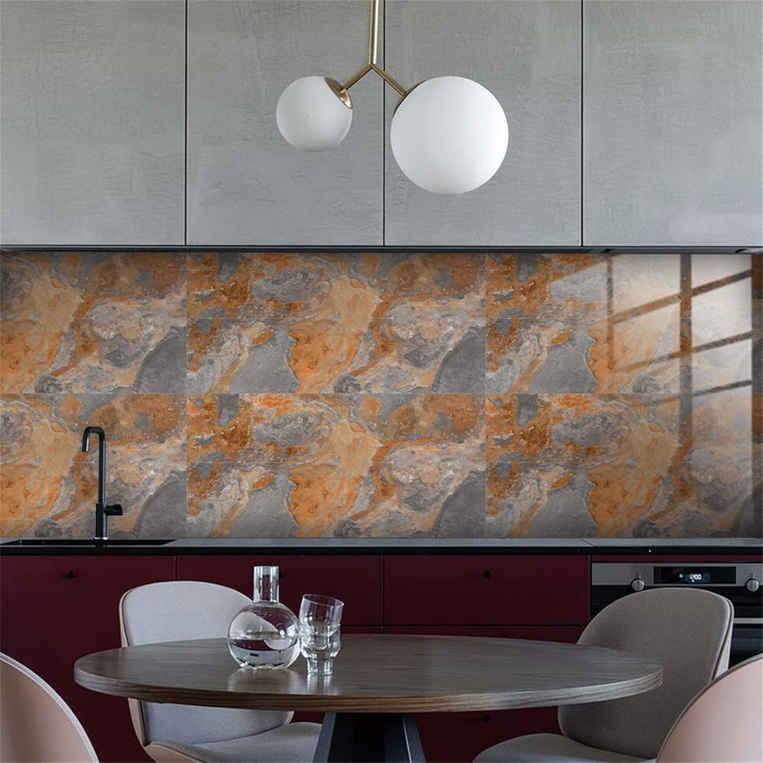 4 hojas autoadhesivas de azulejos de mosaico de metal autoadhesivos para salpicaduras de cocina y baño