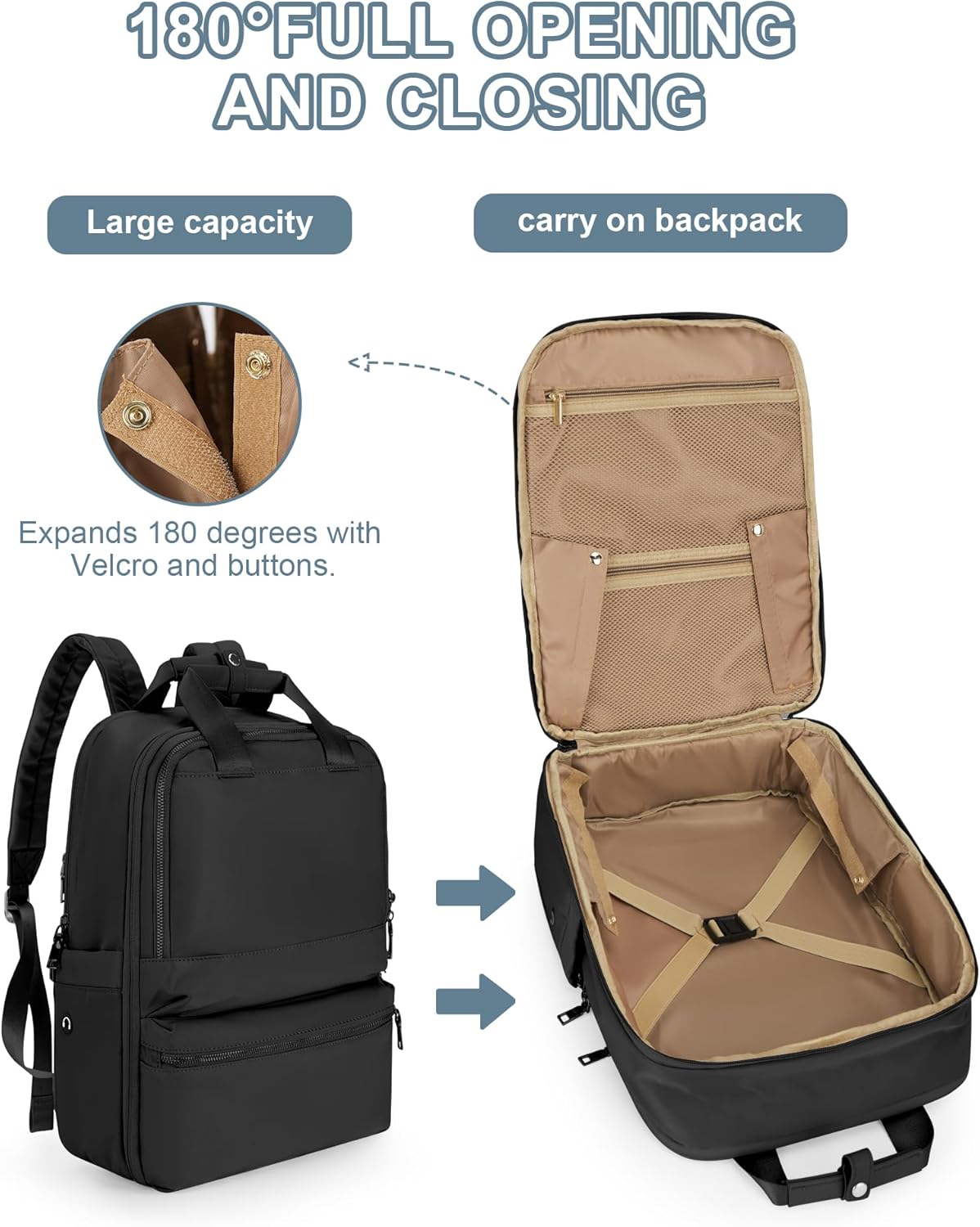 CADOLIM Mochila de viaje grande para llevar en el vuelo aprobado mochila para mochilas de viaje Mochila impermeable para artículos personales