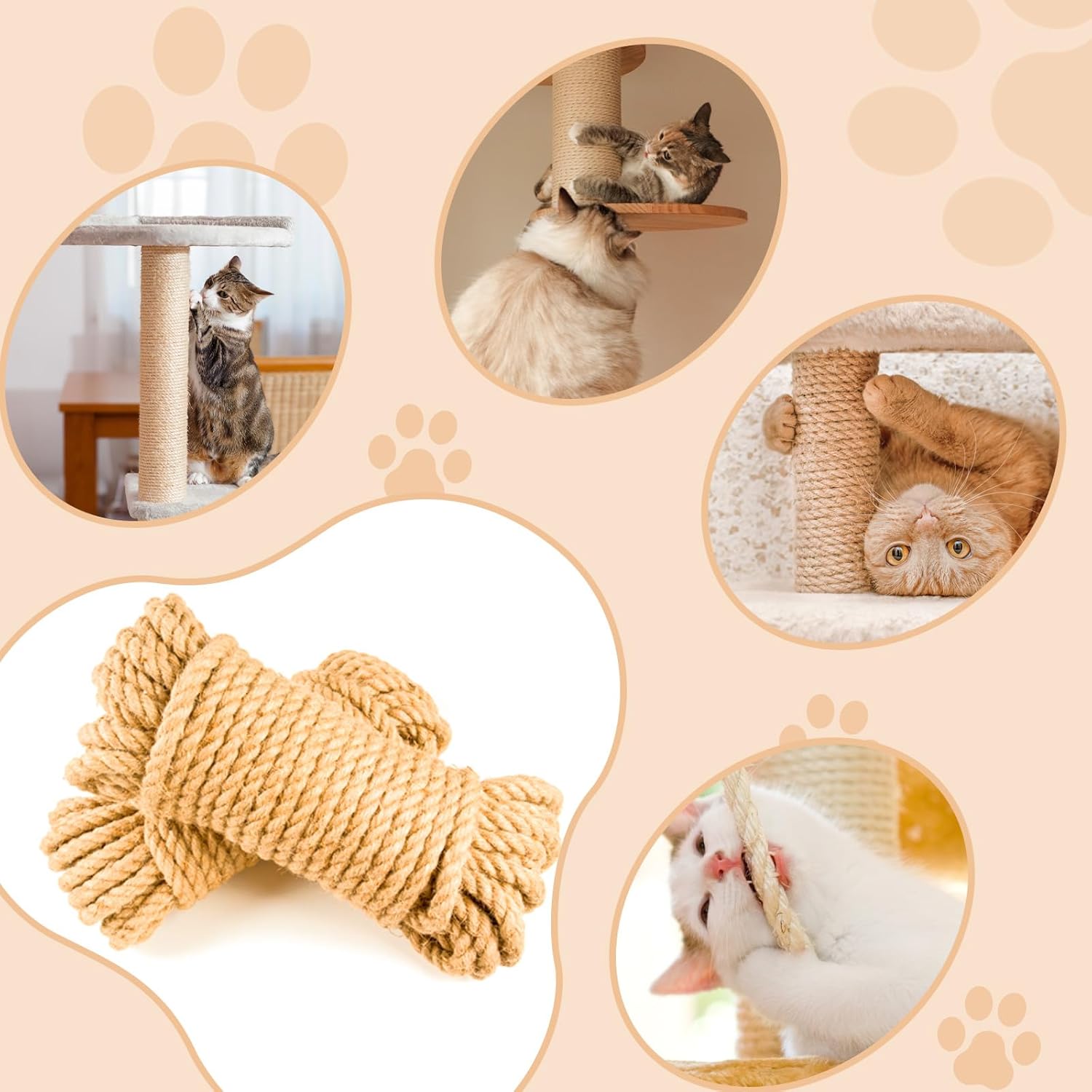 Cuerda de repuesto para rascador de gatos, cuerda de cáñamo natural de 14 de pulgada, cuerda para poste rascador de gatos, cuerda de reparación de