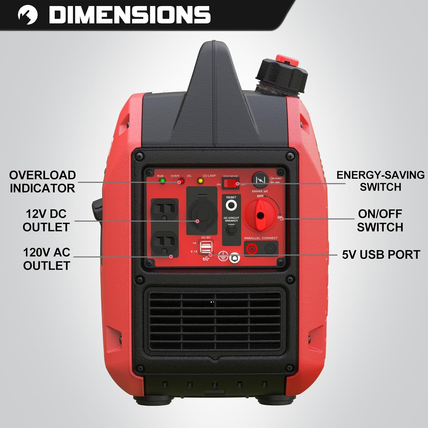 PowerSmart Generador inversor de gas portátil de 2500 vatios, súper silencioso, generador de alta eficiencia de combustible, ligero, compatible con