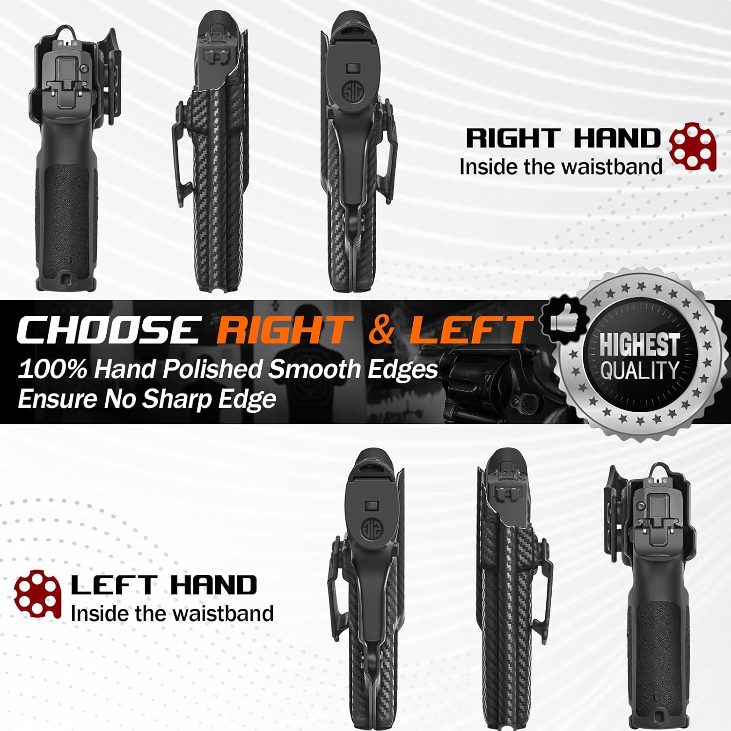 Amberide IWB & OWB KYDEX Holster Fit Sig Sauer P320 Carry  P320 Compact  P320 M18 Pistol, Inside Waistband Concealed Carry Holster, Adjustable Cant
