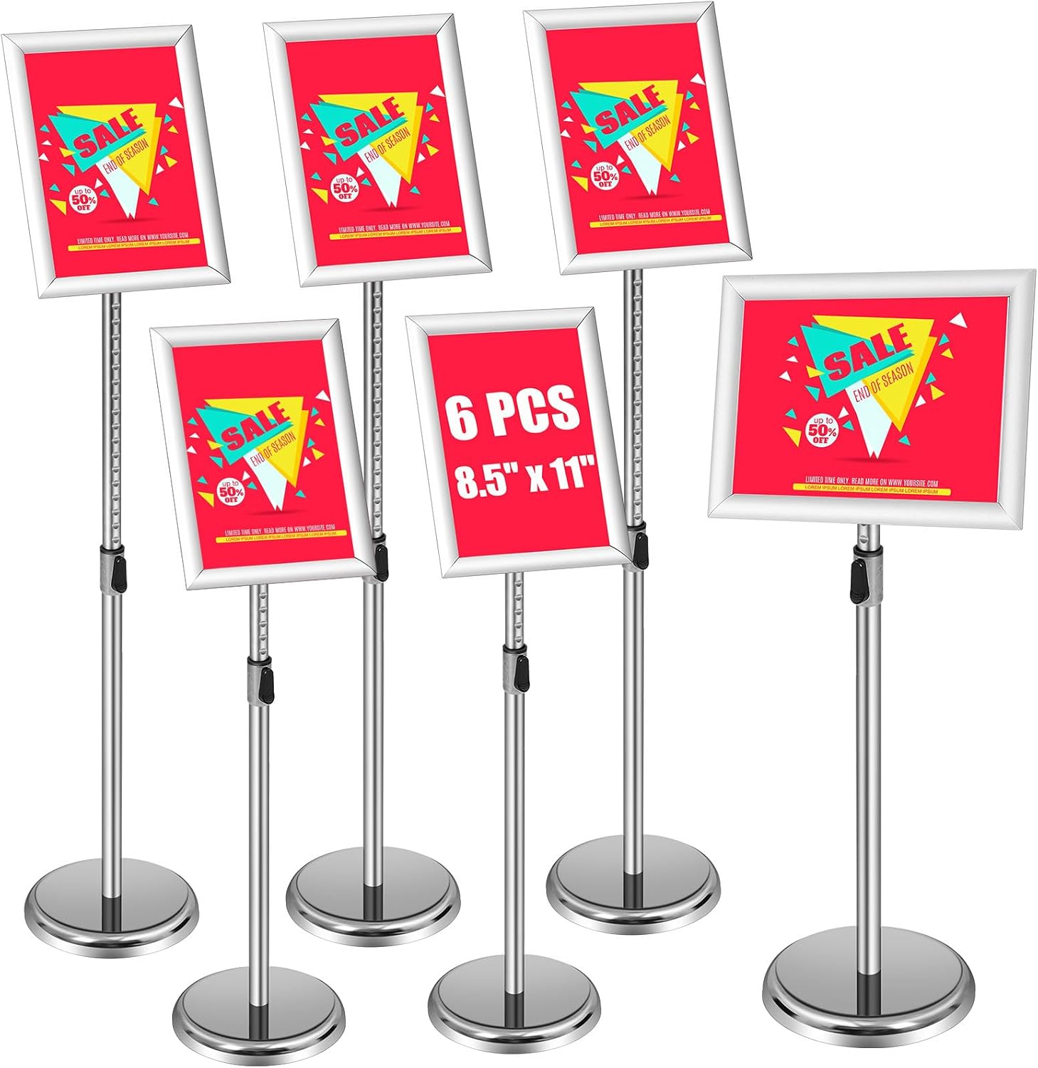 6 soportes para pósteres de 8.5 x 11 pulgadas, ajustable, resistente, con pedestal ajustable, para exhibición, póster, negocios, espectáculos,