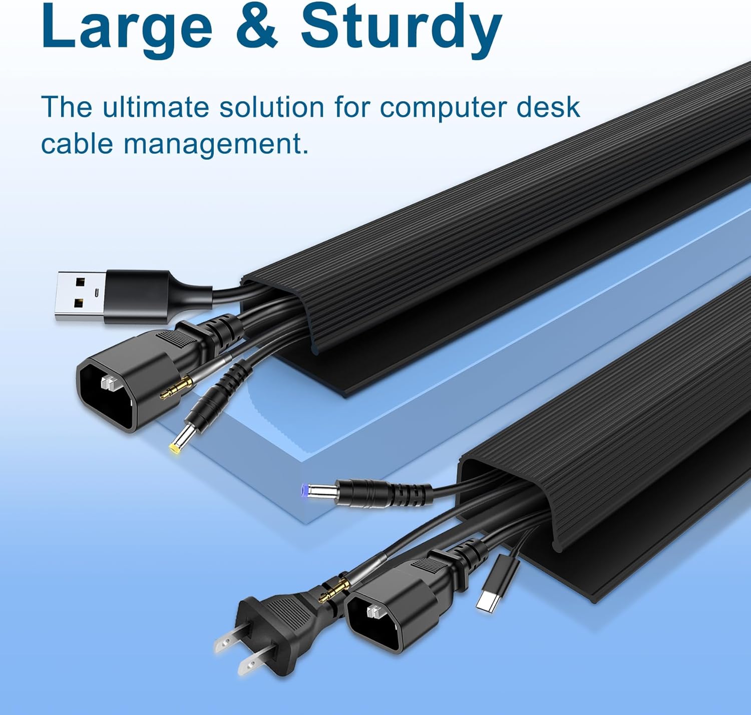 Organización de cables debajo del escritorio, canal J para gestión de cables para escritorio, ocultador de cables debajo del escritorio, fácil