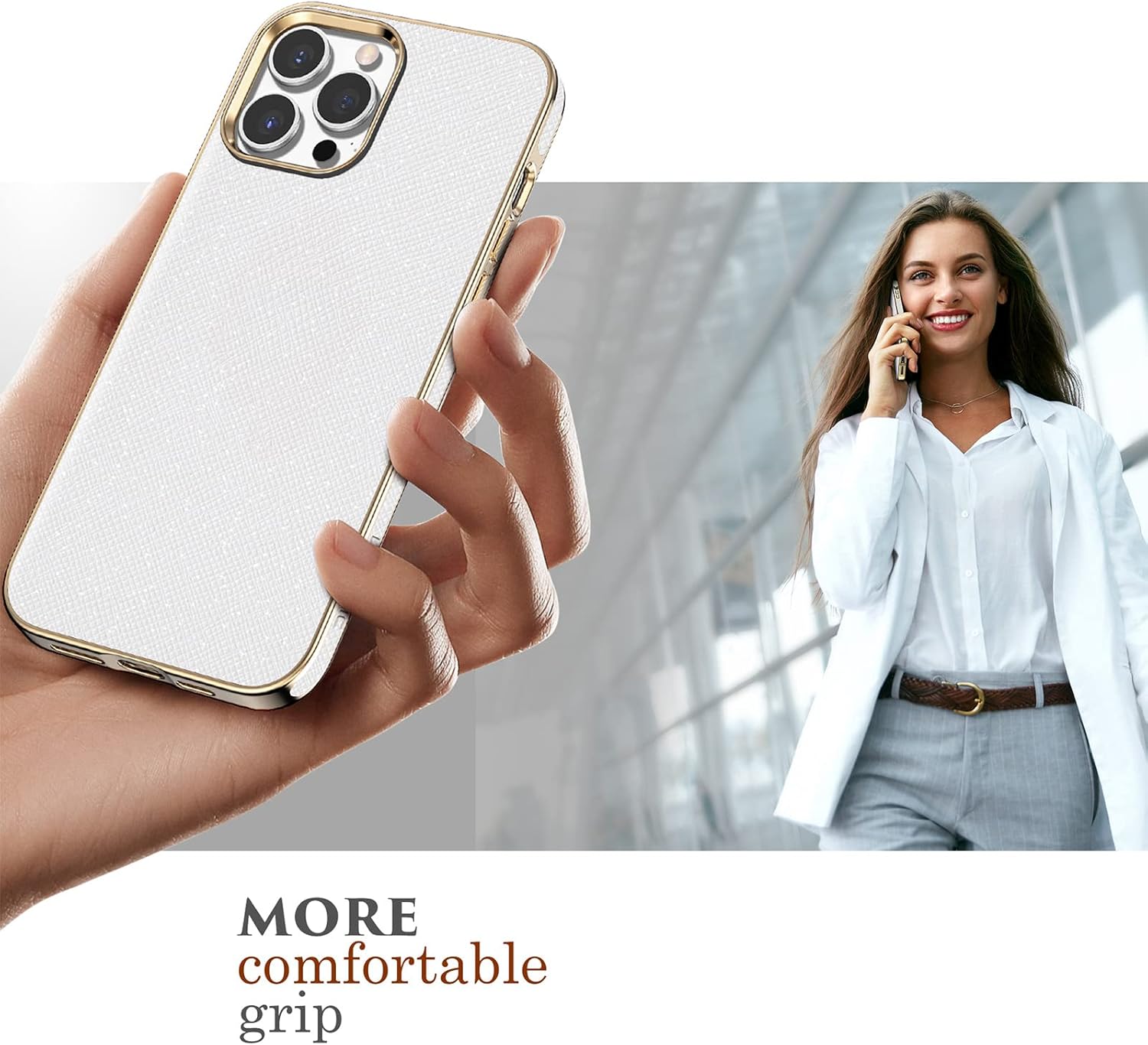 LOHASIC Funda para iPhone 14 Pro Max, funda de piel sintética vintage de lujo elegante ProMax para mujeres y niñas, agarre antideslizante,