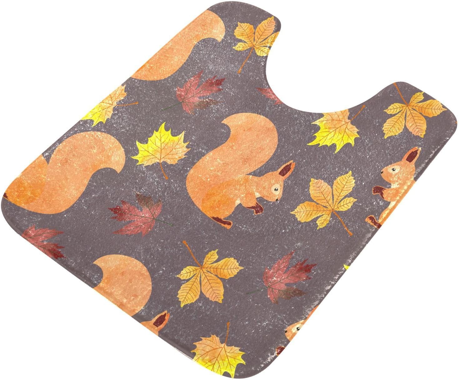 Bathroom Rugs Sets 2 Piece 24×16+24×20 Inch,Soft U-Shaped Contour Toilet Rug Autumn Squirrel Cute Non-Slip Absorbent Bath Floor Mat Carpet Set Water
