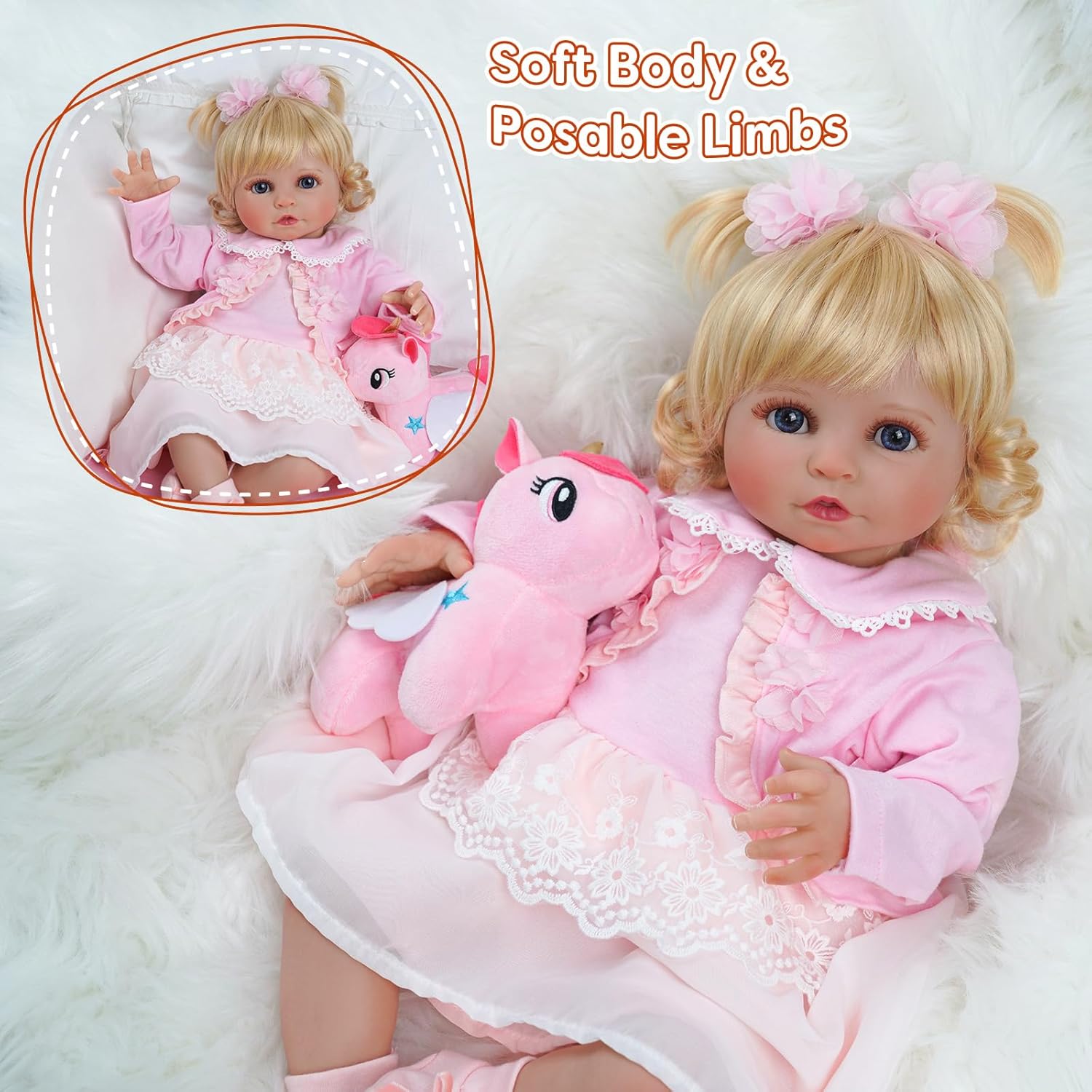 ADFO DreamyDolly – Muñecas de bebé recién nacidas, detalles realistas de cara y cuerpo, sensación de bebé real, piel suave y cuerpo, muñecas
