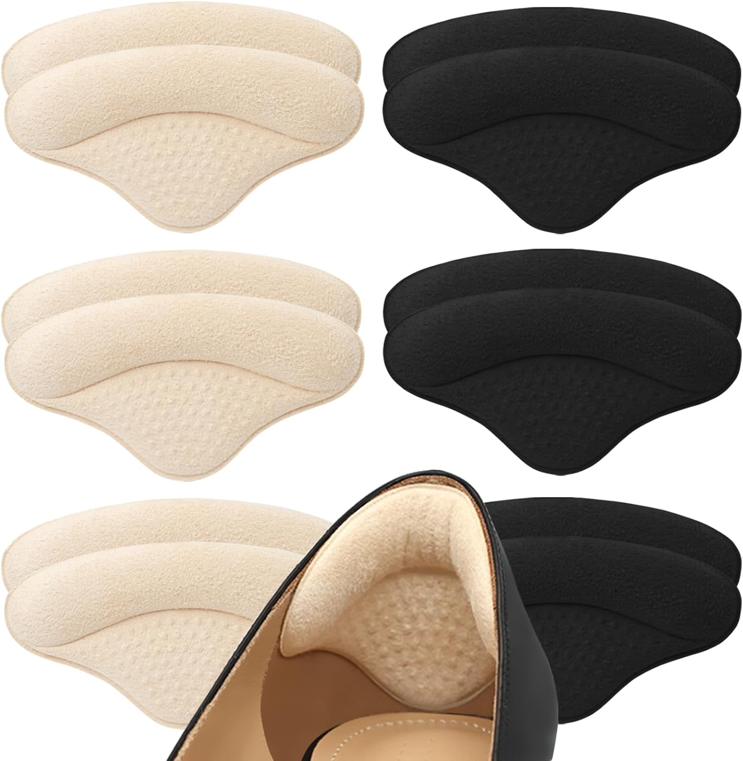 6 pares de almohadillas acolchadas para el talón, ultra relajantes, alargan y ensanchan 4D de protección completa para dolor de talón, deslizamiento