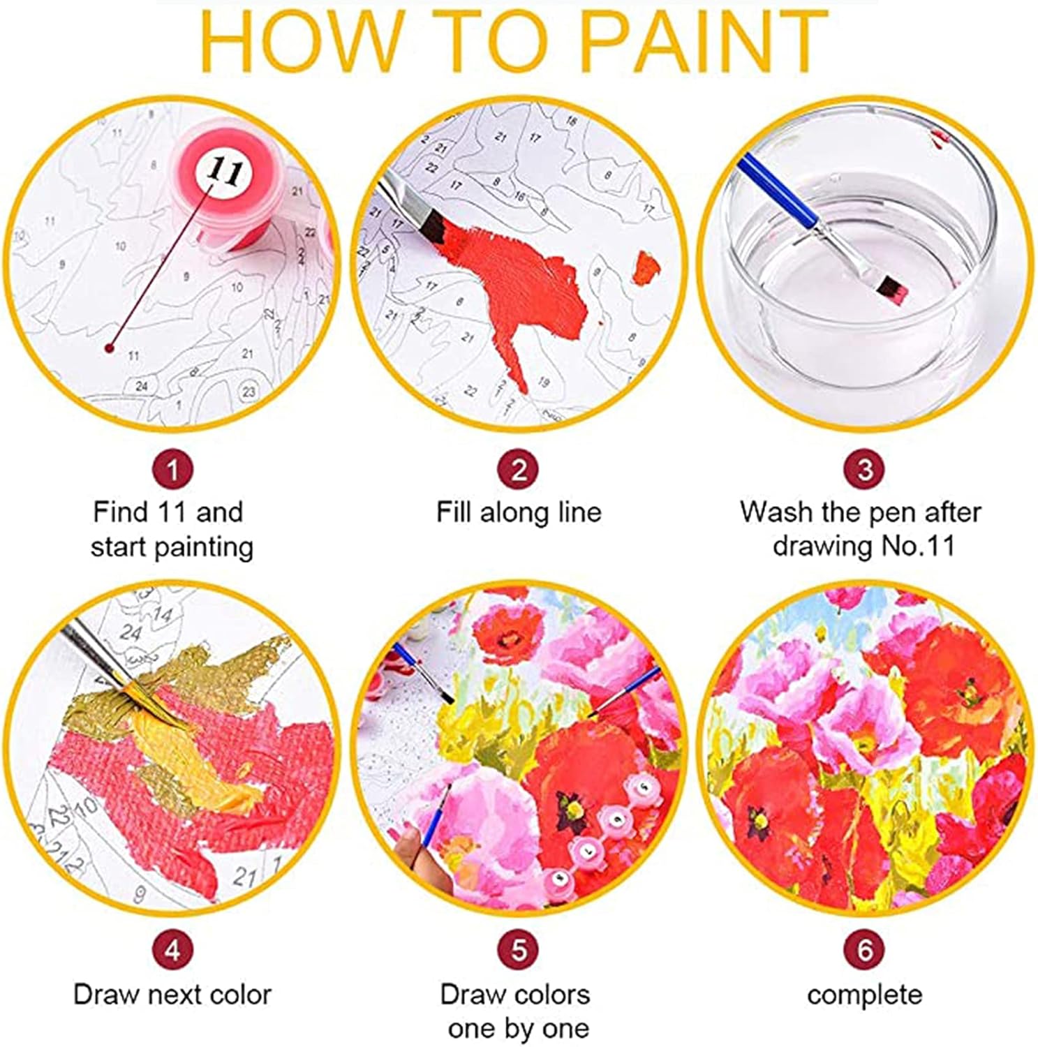 Tucocoo Pintura por números para adultos, kit de pintura al óleo de acuarela de niña bonita sobre lienzo con pinceles y pigmento acrílico, imagen de