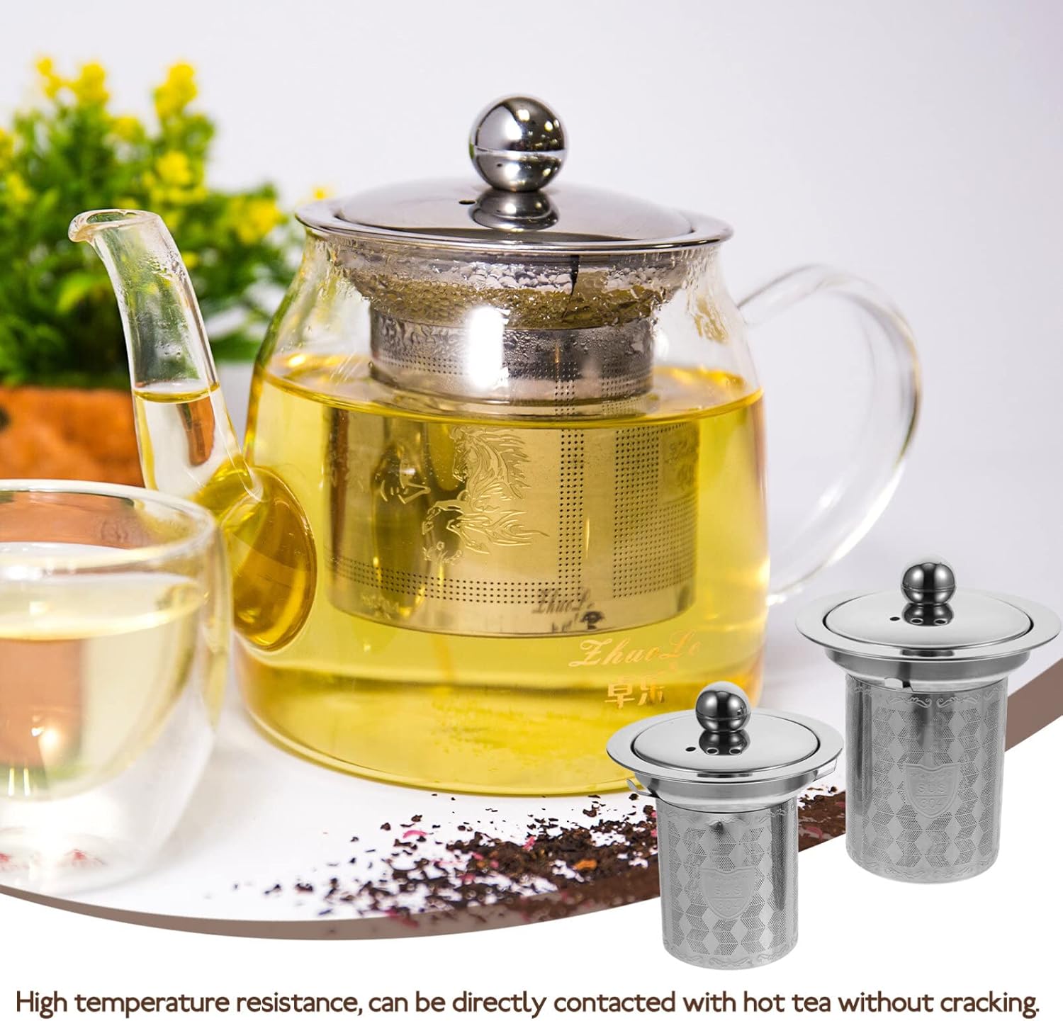 HEMOTON Colador de té con tapas, filtro de té de acero inoxidable, filtros de té, tetera de metal, accesorios para tetera, accesorios para cafetera,