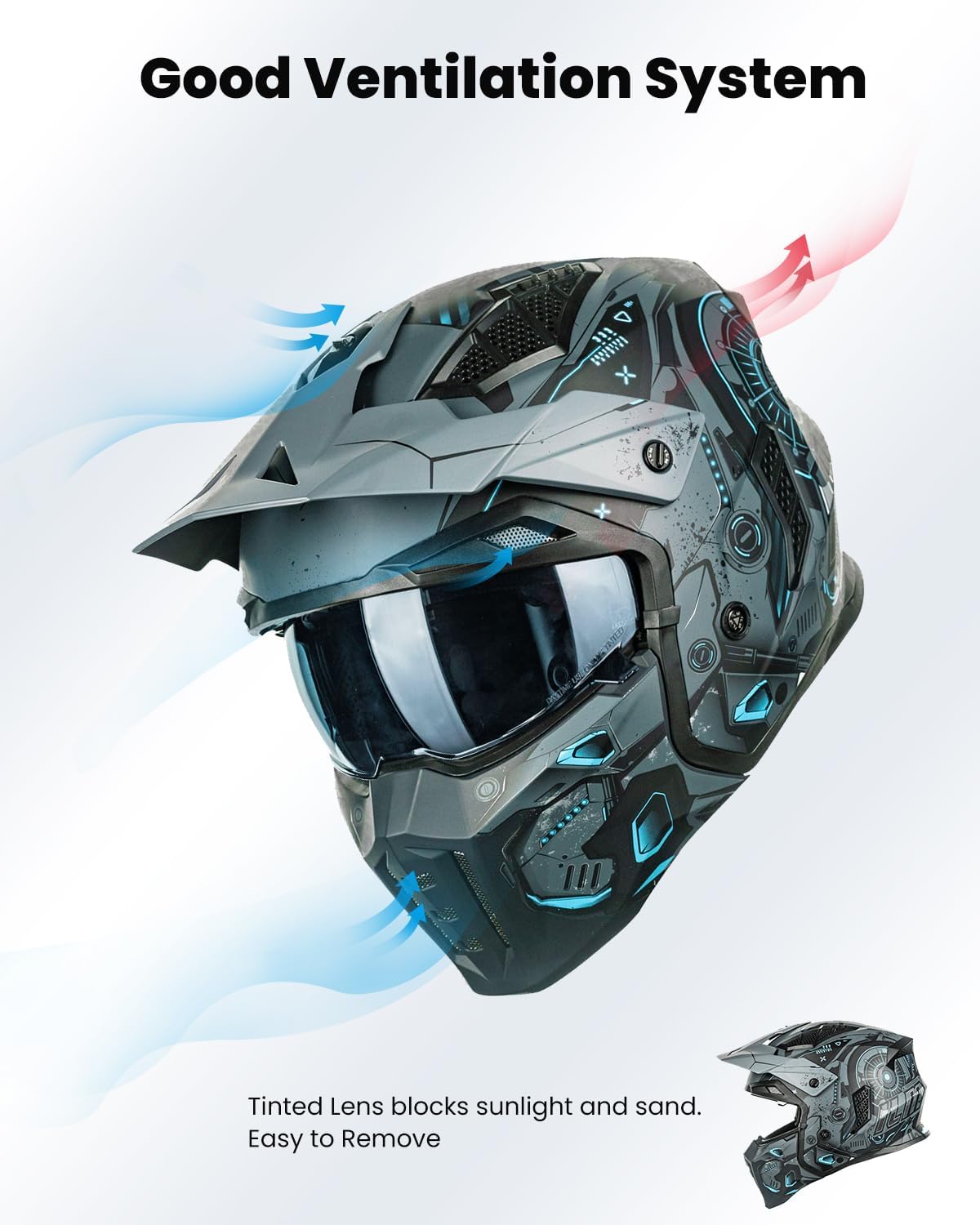 ILM Casco de motocicleta de cara abierta 34 para hombres y mujeres, casco retro vintage con visera para ciclomotor, ATV, crucero, scooter DOT modelo
