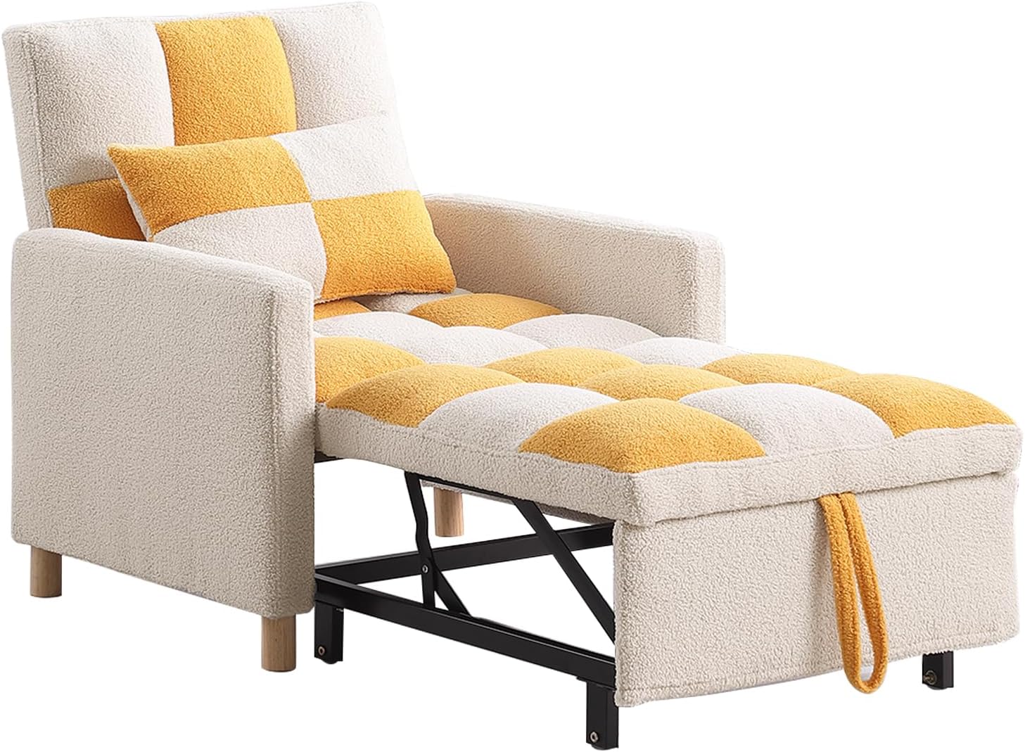 Silla de cama convertible multifuncional, tela de peluche, ajustable, sofá cama extraíble individual con lumbar, para estudio, dormitorio,