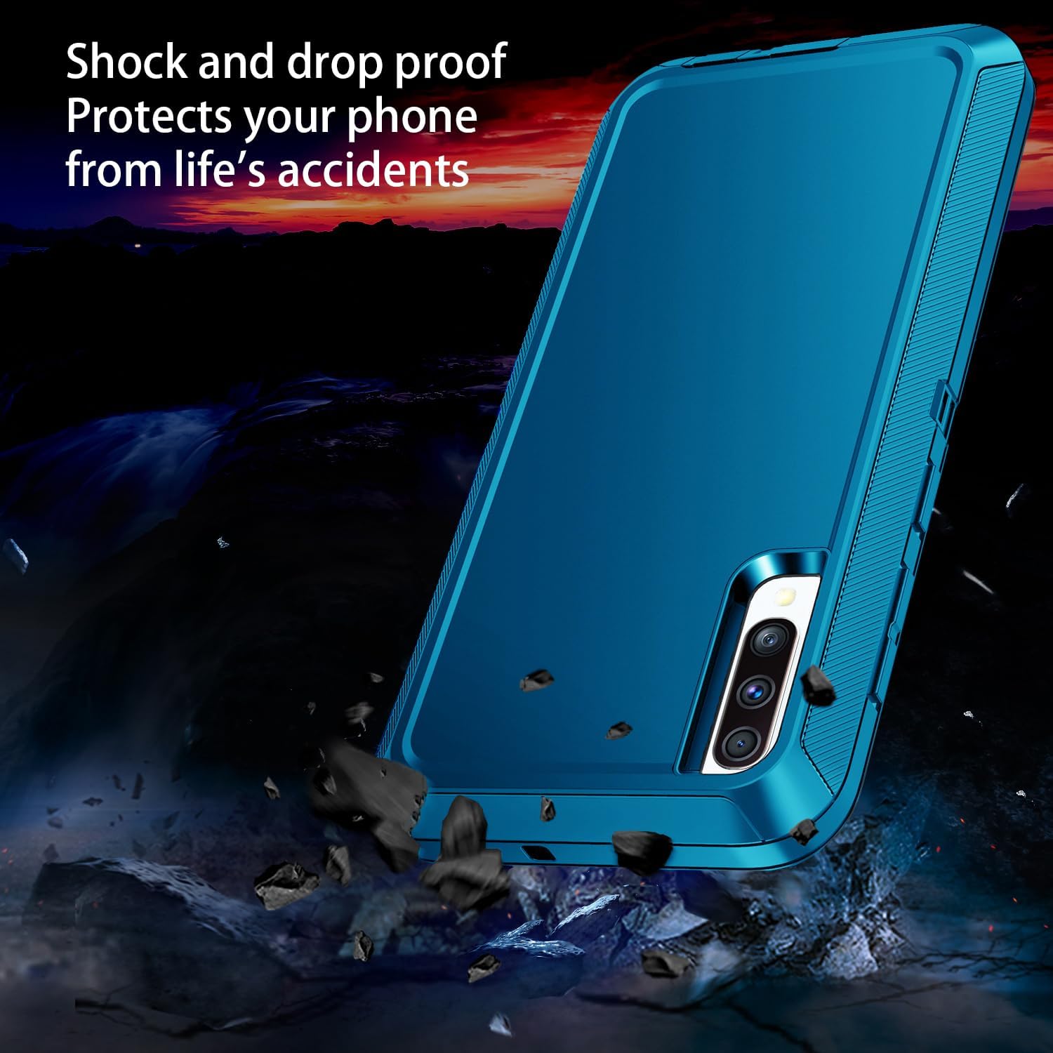 Funda para Galaxy A50A50S, protección de cuerpo completo de 3 capas a prueba de golpes, sin protector de pantalla, resistente, de alto impacto, para