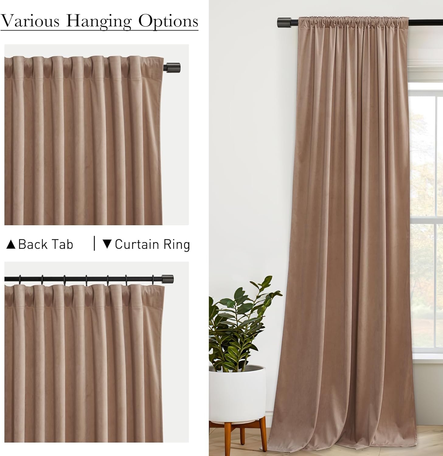 StangH – Cortinas de terciopelo supersuaves para habitación del bebé, dormitorio, sala de estar, comedor, oficina, decoración elegante del hogar, 52