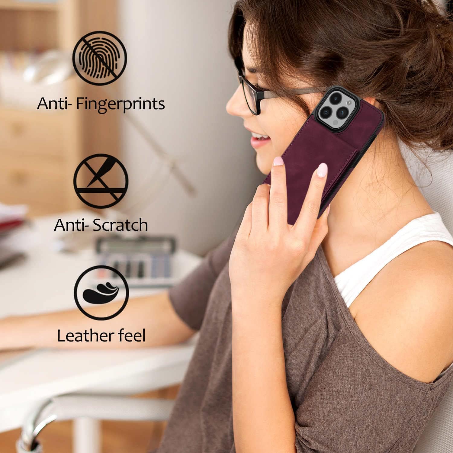 Asuwish Funda de teléfono para iPhone 15 Pro Max de 6.7 pulgadas con protector de pantalla y RFID delgado soporte para tarjeta de crédito, soporte