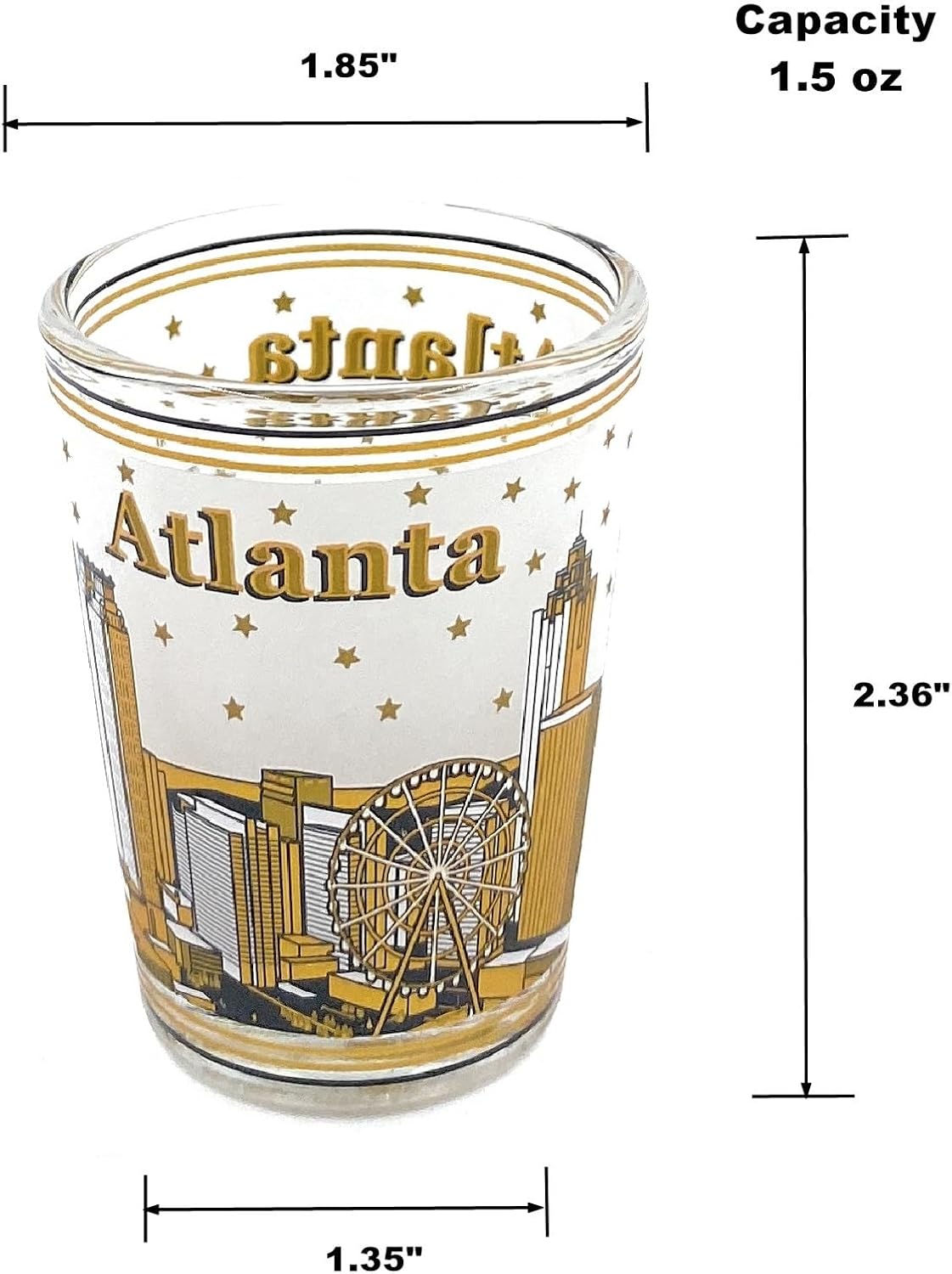 Vasos de chupito de Atlanta esmerilados Georgia State Souvenir Shot Glasses Atlanta Golden Skyline Beber Glass American City Regalos turísticos