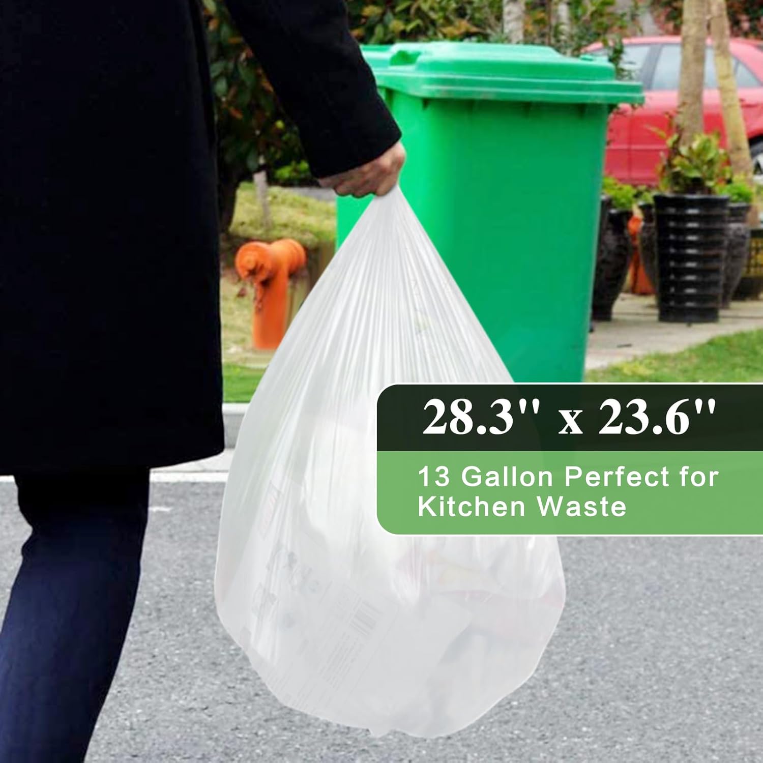 Toplive Bolsa de basura de 13 galones, 45 unidades, bolsas de basura degradables de 2 mil de grosor, sin perfume, bolsas de basura para el hogar, al