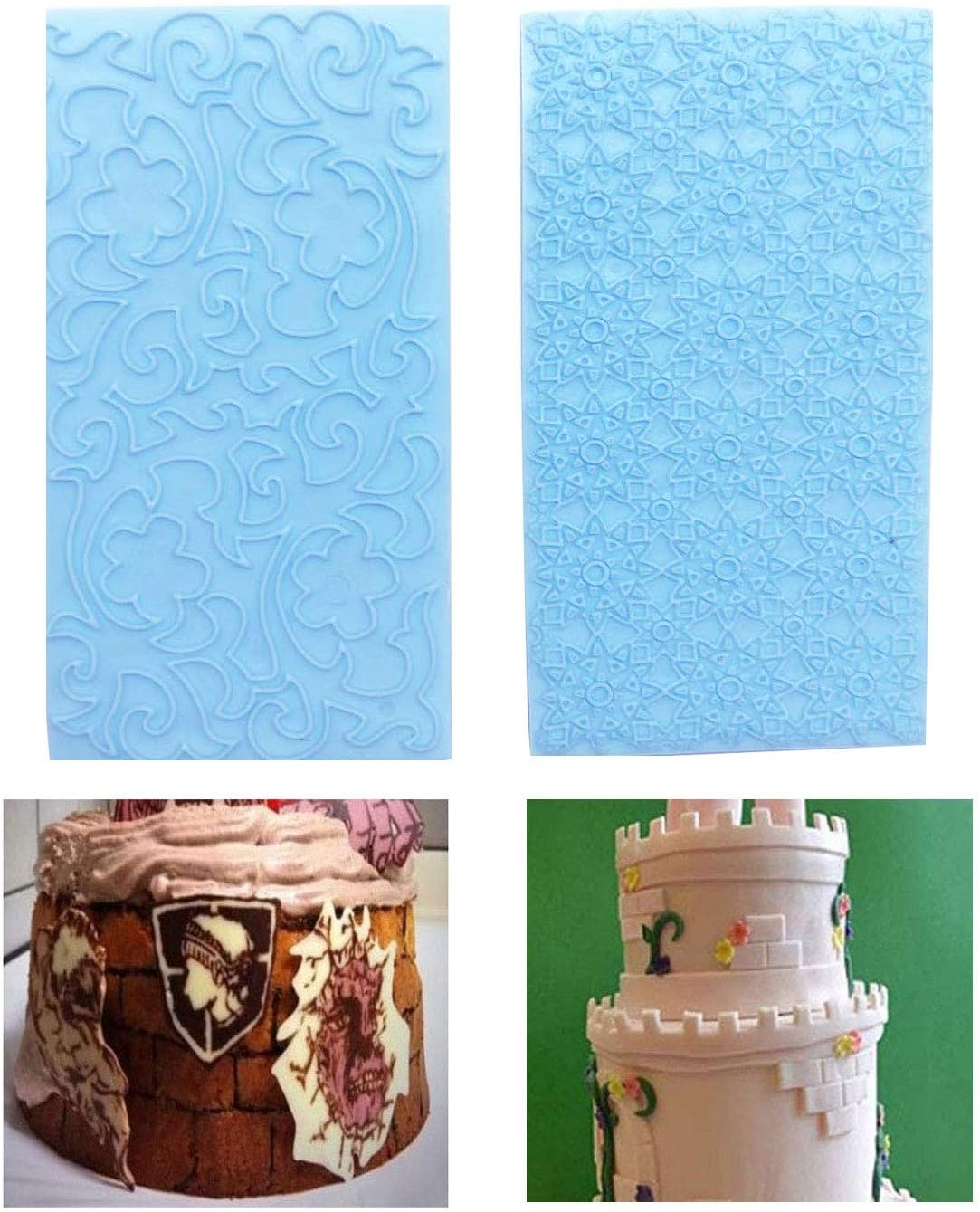 Juego de 6 alfombrillas de impresión de fondant, juego de moldes para decoración de tartas, corteza de árbol en relieve, diseño de textura de