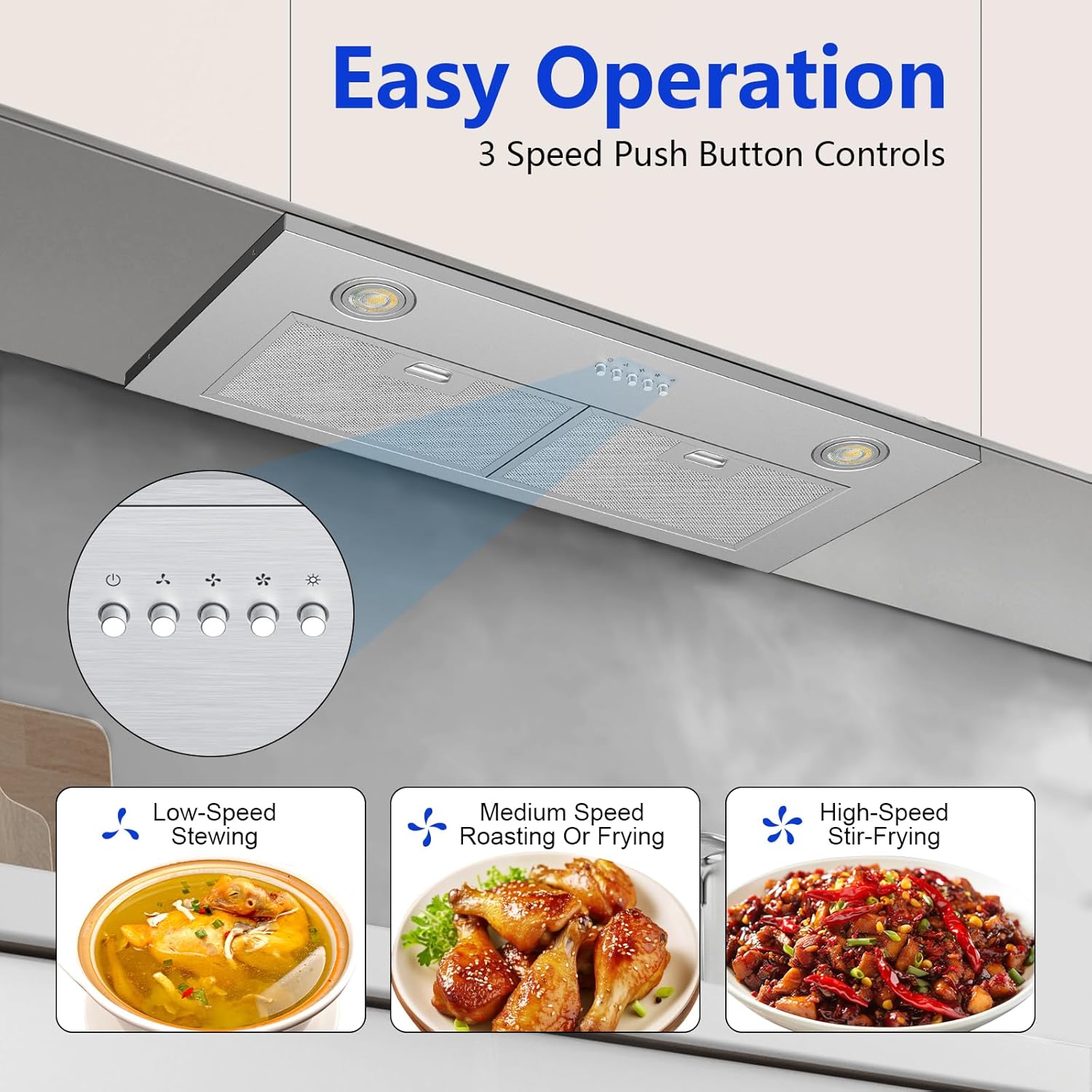 Inserto de campana de cocina de 30 pulgadas con 750 CFM, inserto convertible de campana de ventilación de cocina con conductos y sin conductos