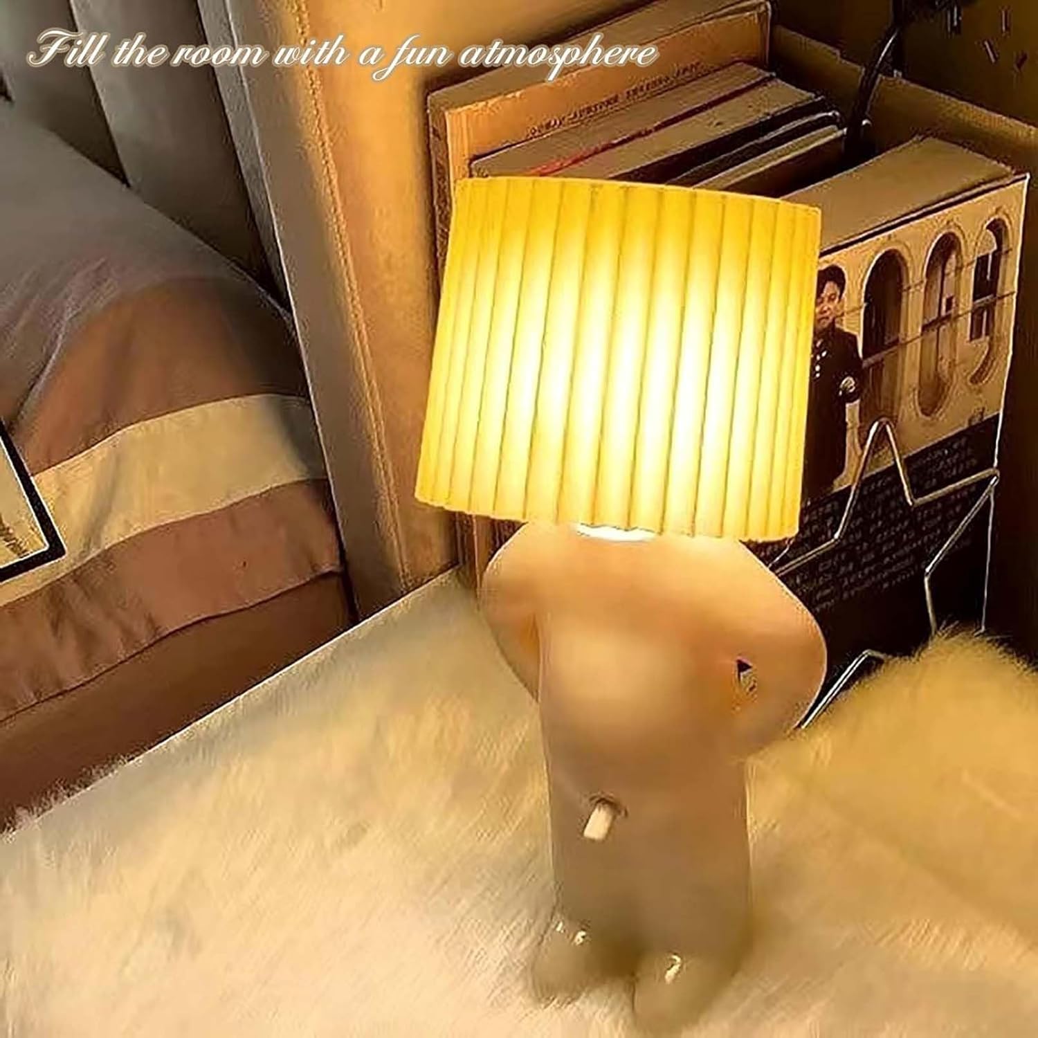 A Little Shy Man – Lámpara creativa de noche, lámpara de escritorio con texto en inglés “A Little Shy Man”, lámpara de escritorio con texto en