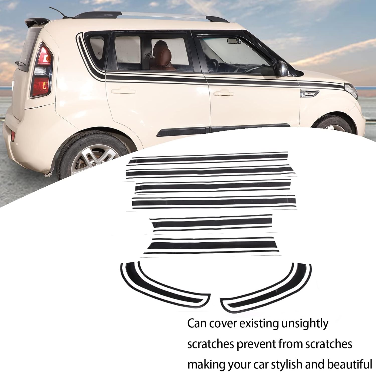 Calcomanía de rayas laterales para carrocería de automóvil, compatible con Kia Soul 2010-2013, calcomanías de vinilo para la cintura del automóvil,