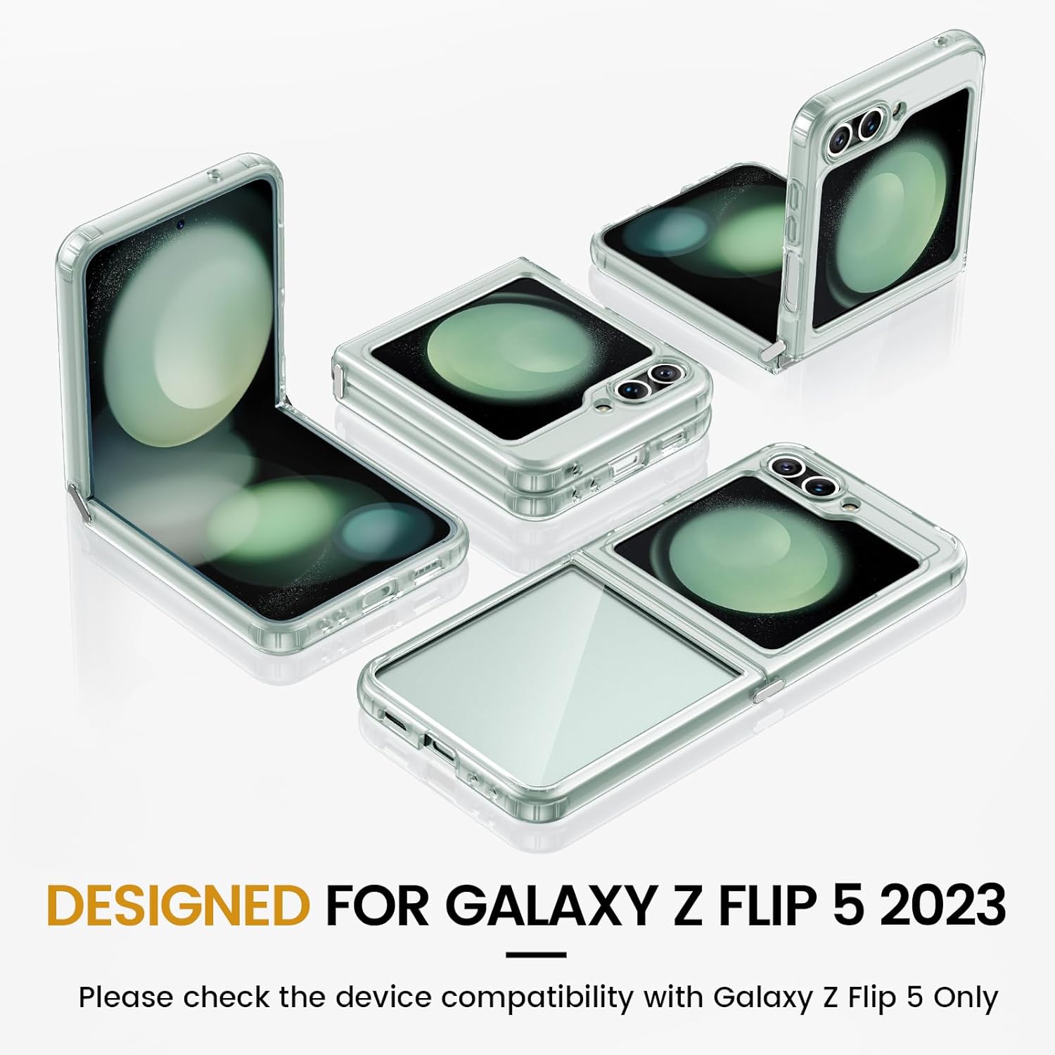 VEGO Funda para Galaxy Z Flip 5 con protector de pantalla, TPU anticaída, funda ultra delgada, resistente al desgaste, cubierta de parachoques de