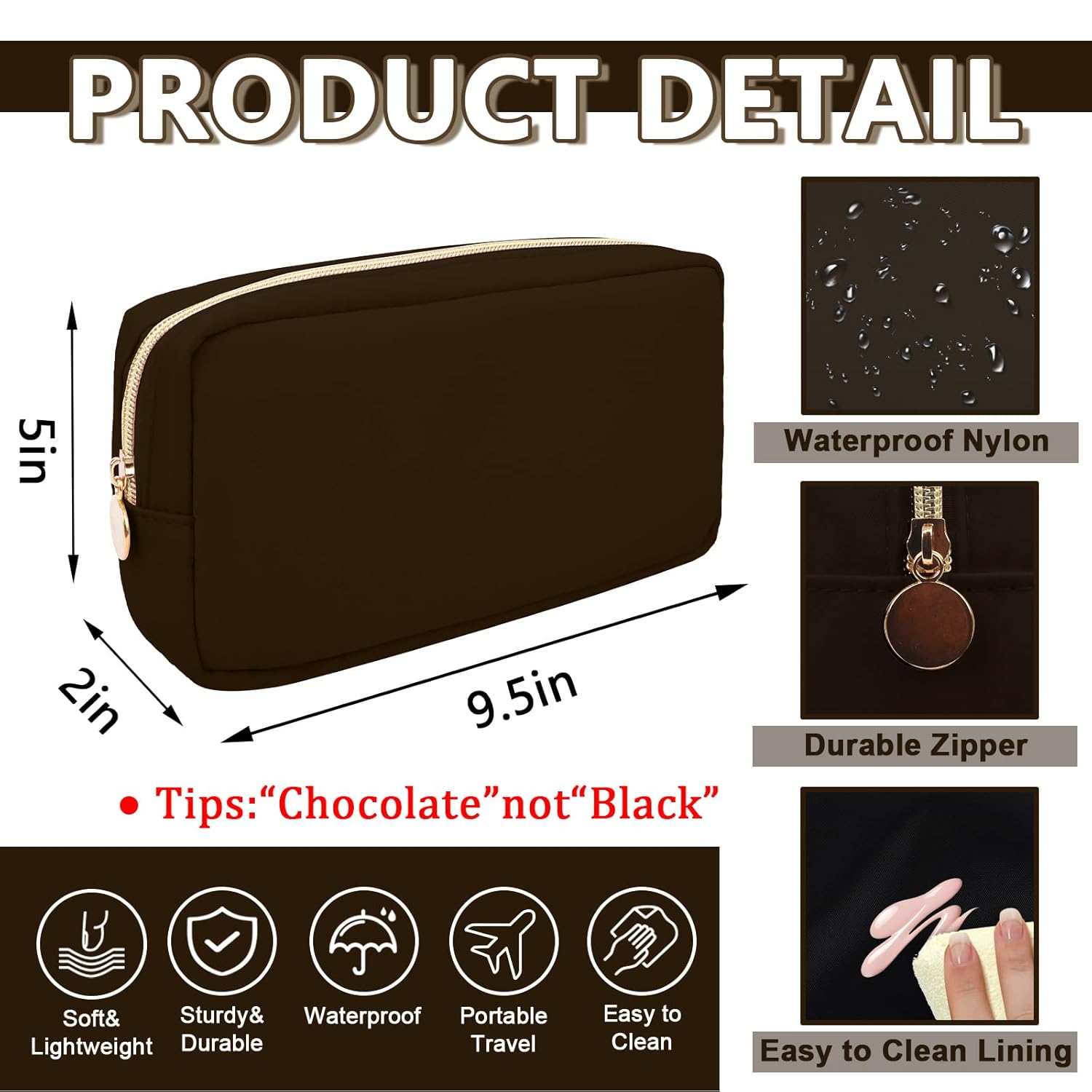 Bolsa de maquillaje pequeña impermeable para bolso, bolsa de almacenamiento de artículos de tocador de viaje de nailon, bonita bolsa de cosméticos