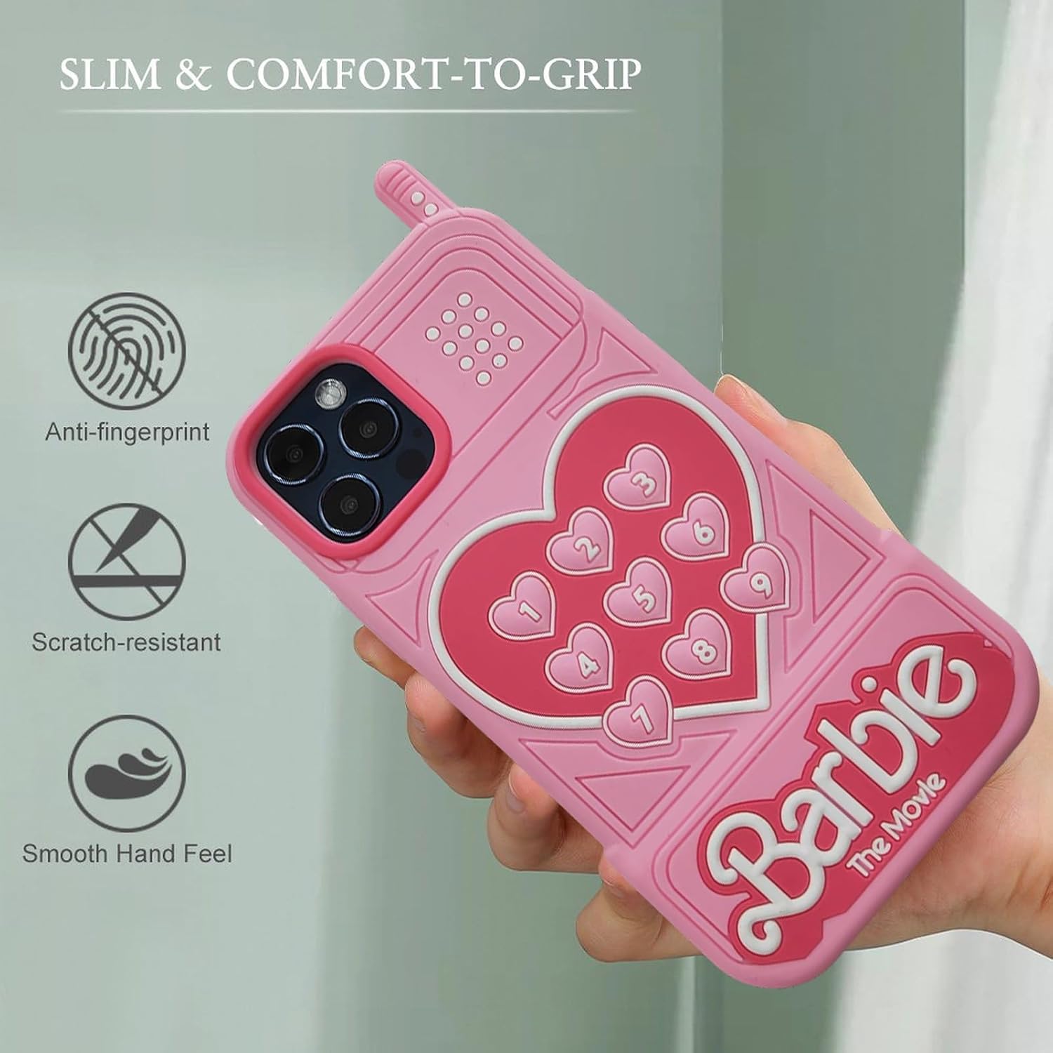 Funda adecuada para iPhone 12 Pro Max, bonita forma de teléfono rosa, silicona suave, TPU a prueba de golpes, funda protectora para iPhone 12 Pro