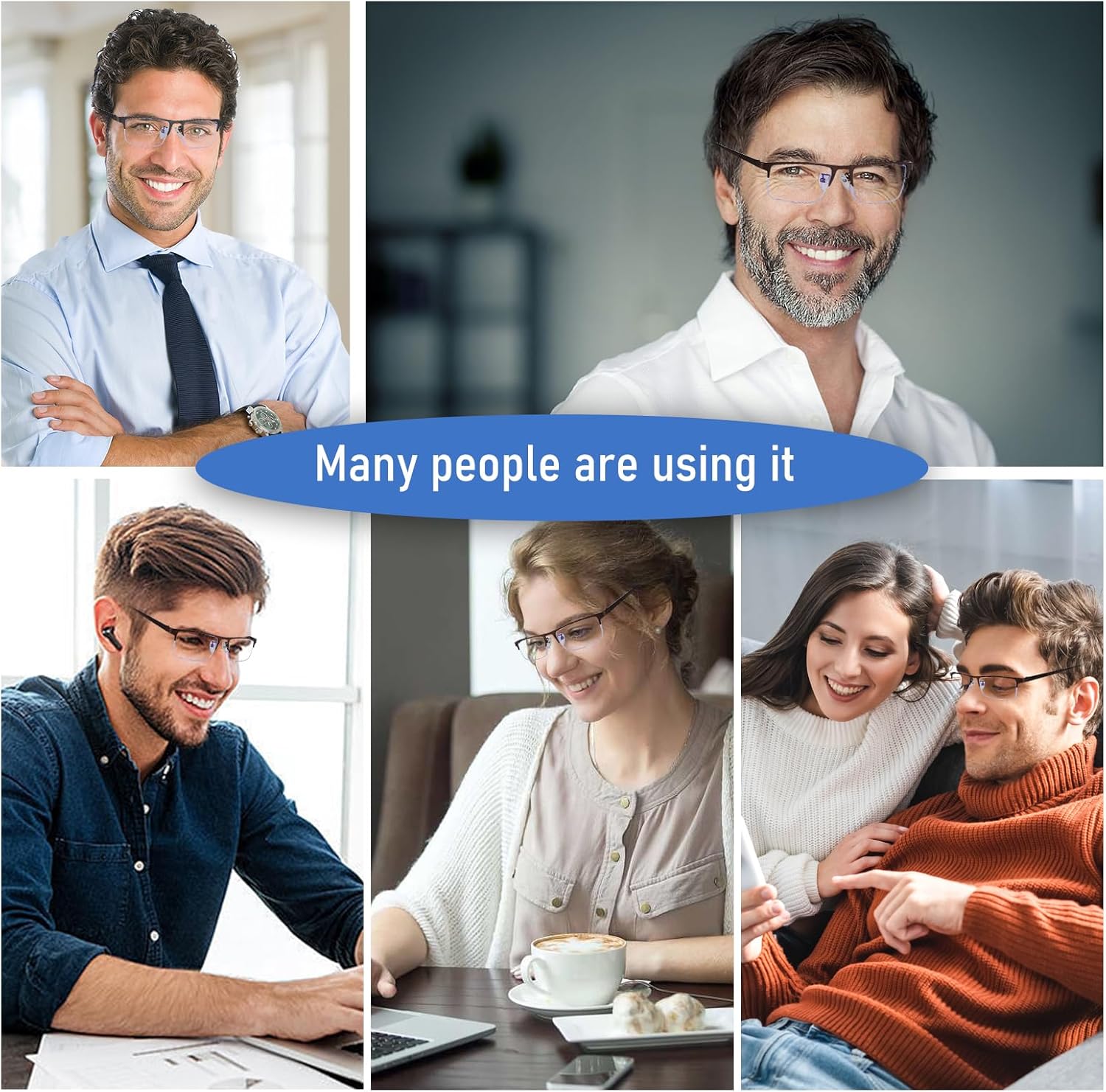Paquete de 3 lentes de lectura para hombre, ligeros marcos de metal con bloqueo de luz azul, filtro elegante para rayos UVdeslumbramiento de