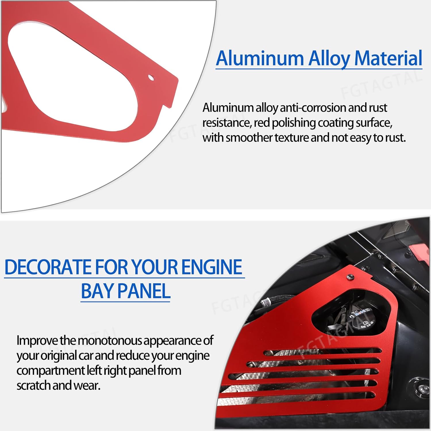 Cubierta de panel de bahía de motor compatible con Chevrolet Corvette C8 Stingray 2020-2024, compartimento de aluminio para motor izquierdo derecho