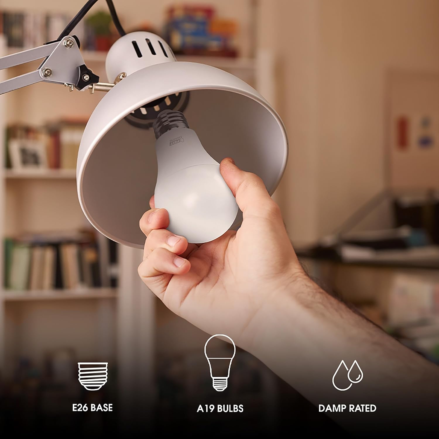 Feit Electric Bombilla LED A19, equivalente a 60 W, no regulable, 800 lúmenes, base media E26, blanco brillante de 3000 K, CRI 90, vida útil de 10