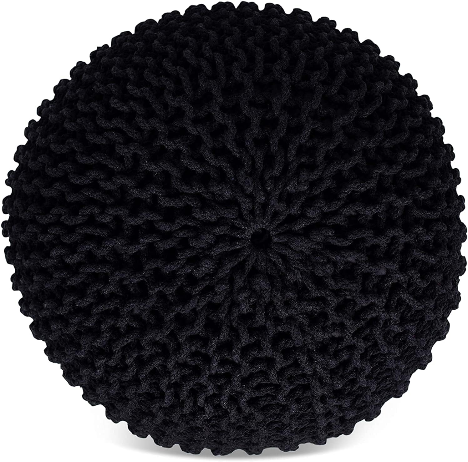 FRELISH DECOR – Puf redondo otomano tejido a mano, 100% algodón, puf de punto, silla de suelo para sala de estar, reposapiés de dormitorio para sofá