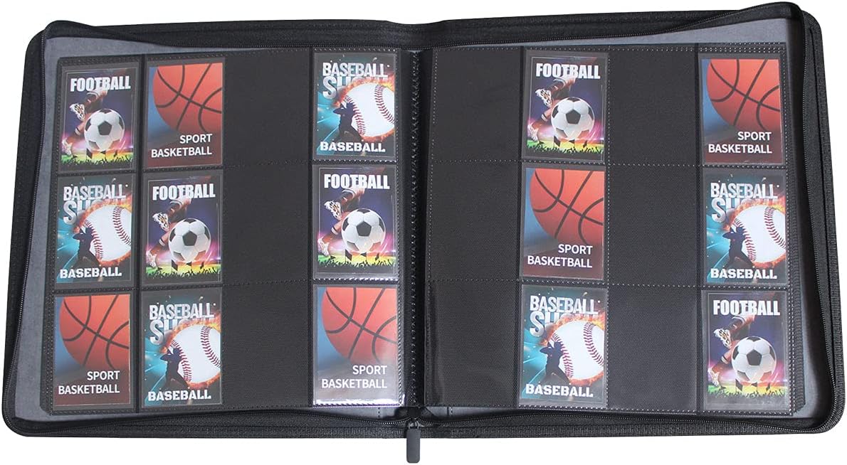 WINTRA Carpeta de tarjetas azules de 12 bolsillos, álbum de coleccionistas de tarjetas coleccionables de carga lateral, tarjetero premium con 720