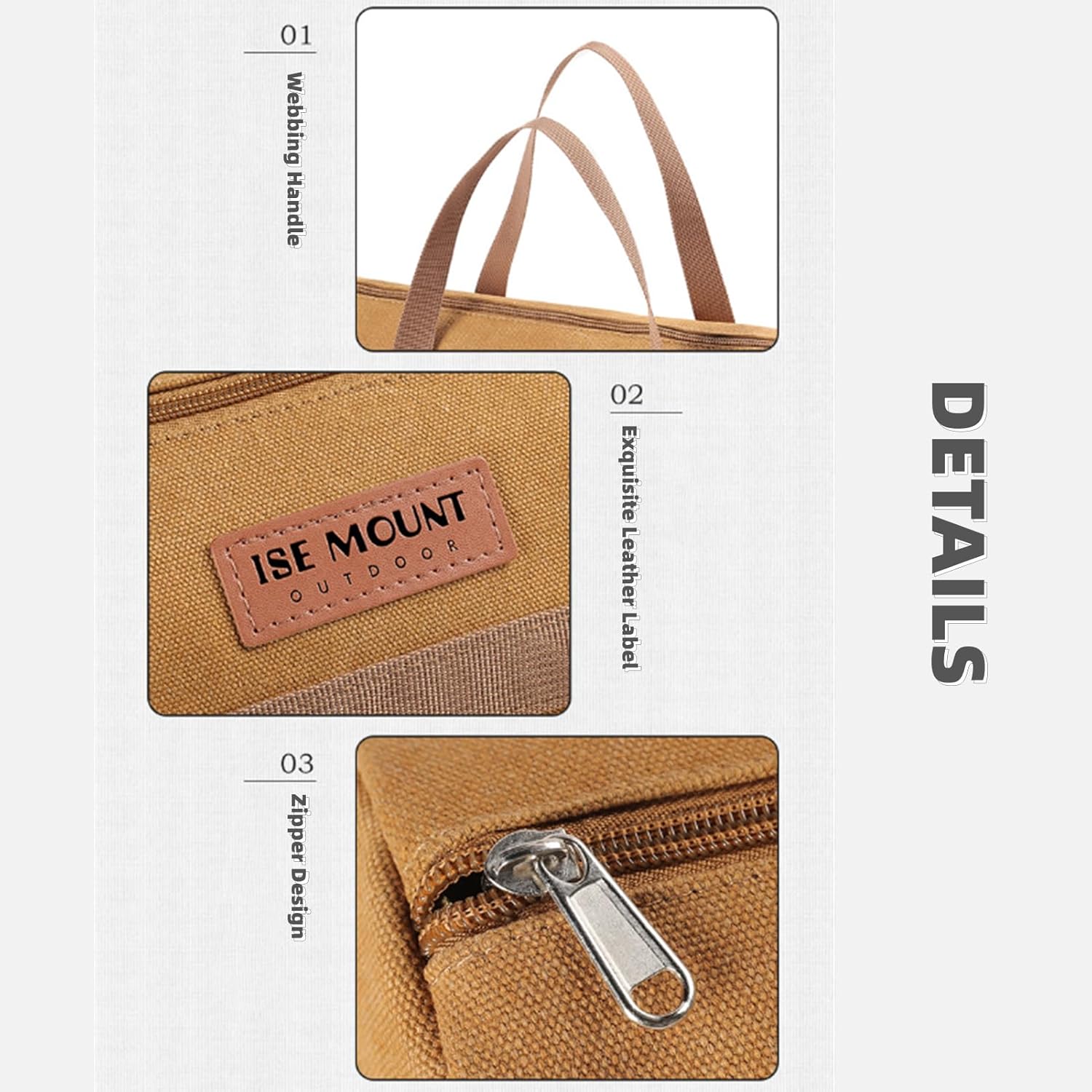 Bolsa de almacenamiento de lona para camping, bolsa de almacenamiento de herramientas para barbacoa, bolsa de almacenamiento de estacas para tienda