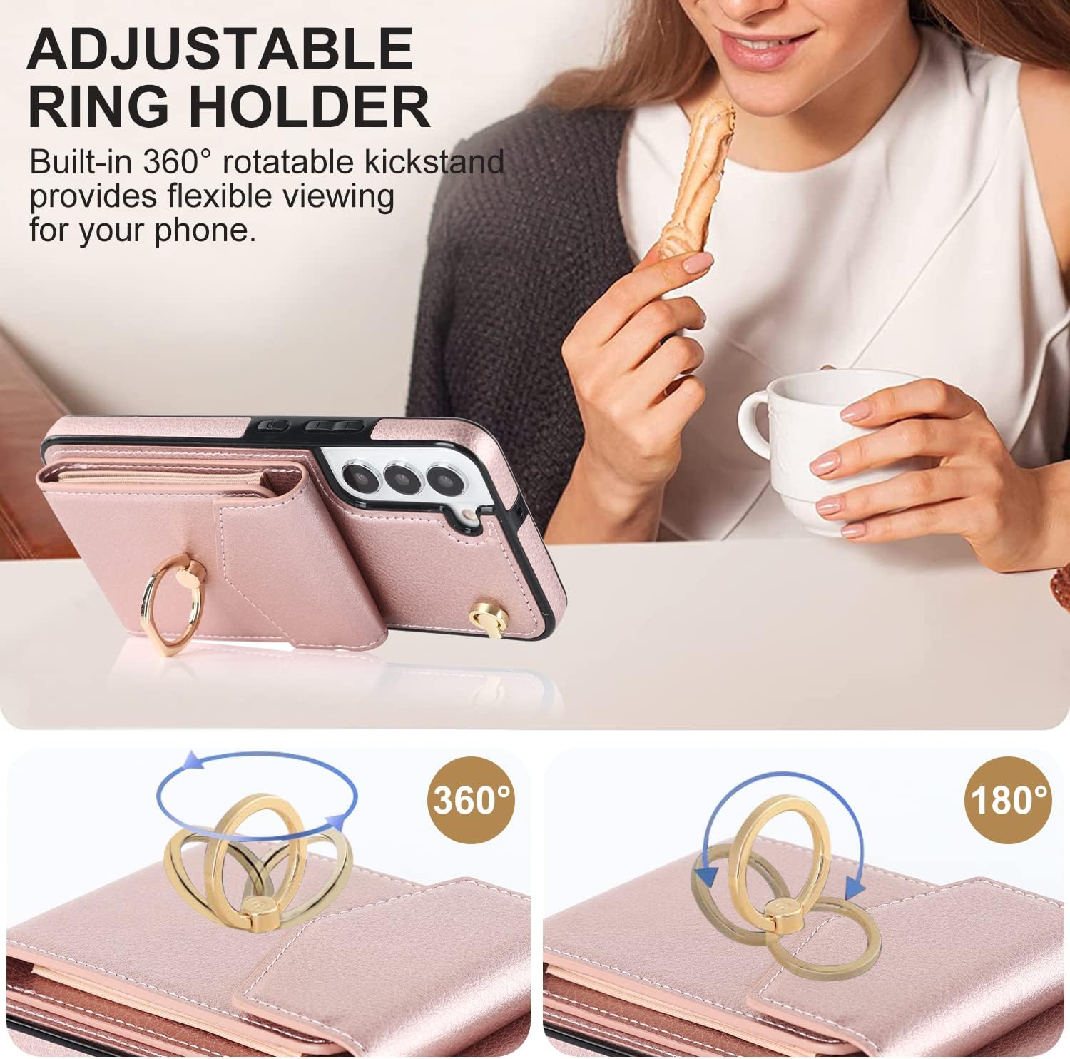 Asuwish Funda de teléfono para Samsung Galaxy S22 Plus S22+ 5G Funda tipo cartera con protector de pantalla de vidrio templado y anillo de bloqueo