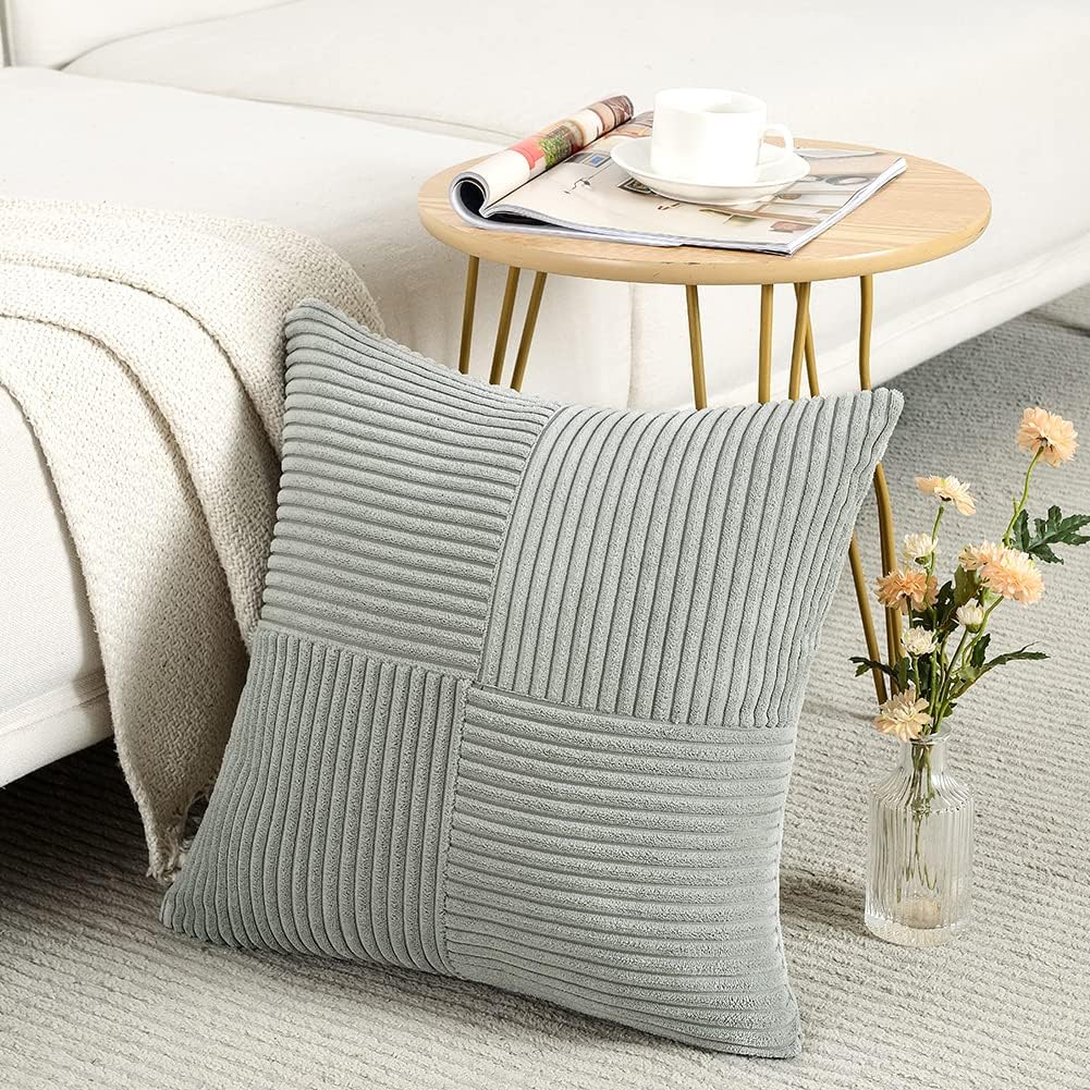 Fancy Homi Paquete de 2 fundas de almohada decorativas grises de 16 x 16 pulgadas para sala de estar, sofá, cama, sillón, rústico, bohemio,
