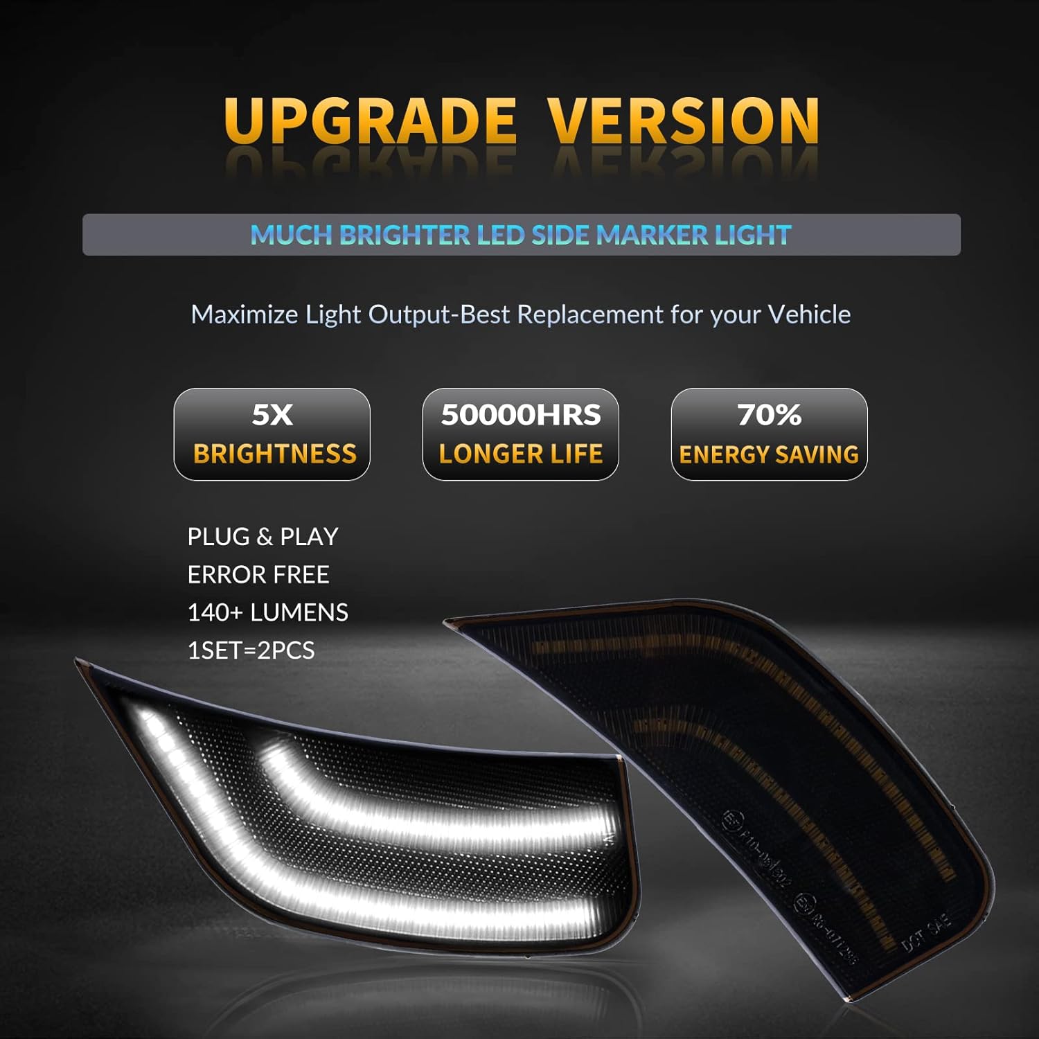 Luces LED de posición laterales para Yukon XL Denali Tahoe Suburban Escalade ESV 2021-2024, lámparas de señal de posición blanca, lente ahumada,