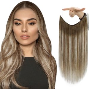 Fshine – Extensiones de cabello humano con alambre invisible, castaño degradado #6606, con hilo de nailon, 20 pulgadas, castaño a rubio platino, Fshine – Extensiones de cabello humano con alambre invisible, castaño degradado #6606, con hilo de nailon, 20 pulgadas, castaño a rubio platino,