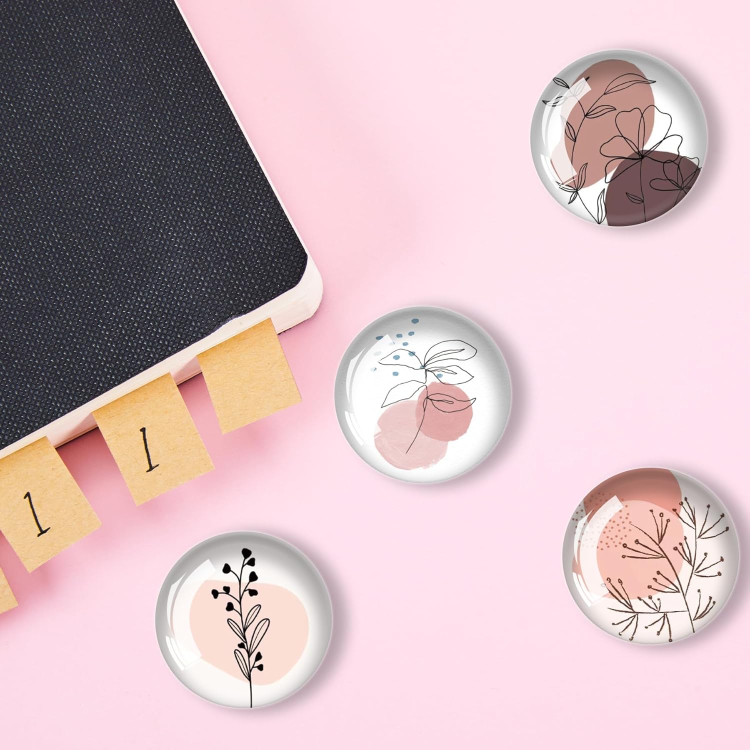 12 imanes de vidrio para nevera, diseño de líneas artísticas para nevera, decoración para manualidades, imanes de nevera fuertes para cocina,