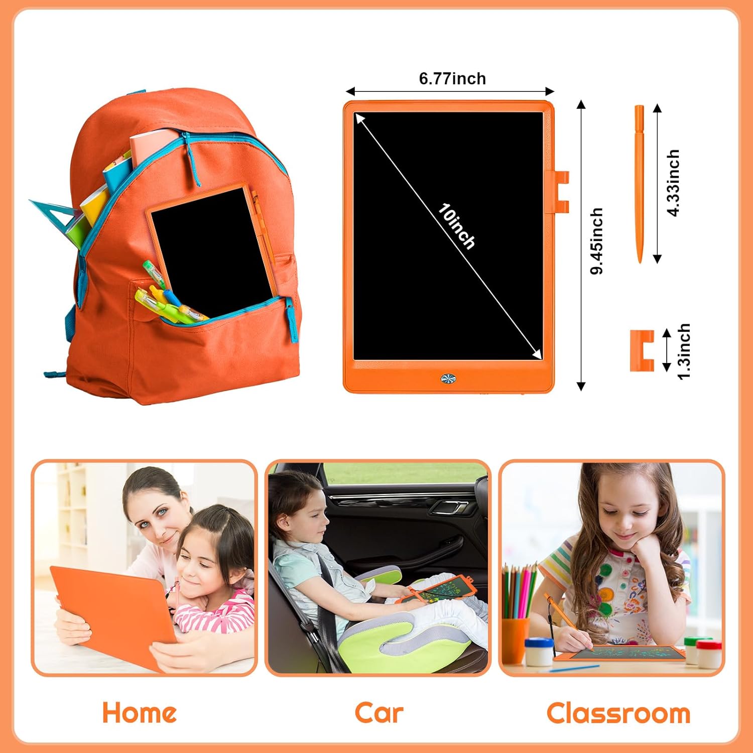 NECHOUZHLI Tableta de escritura LCD para niños, tableta de dibujo electrónica borrable, tablero de graffiti Coloful infantil de 10 pulgadas,