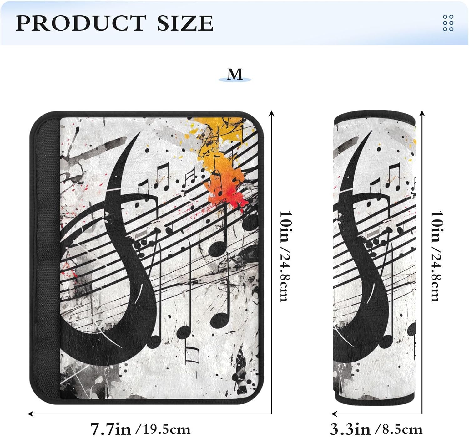 a Splattered Music Note – Funda para cinturón de seguridad para niños, funda suave para correa de asiento de automóvil, acolchado para cinturón de