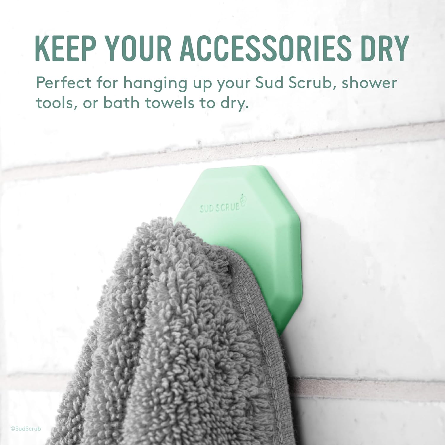 Sud Scrub Gancho de ducha antimicrobiano, ganchos autoadhesivos para pared de ducha, ganchos de pared extraíbles resistentes, ganchos para colgar,