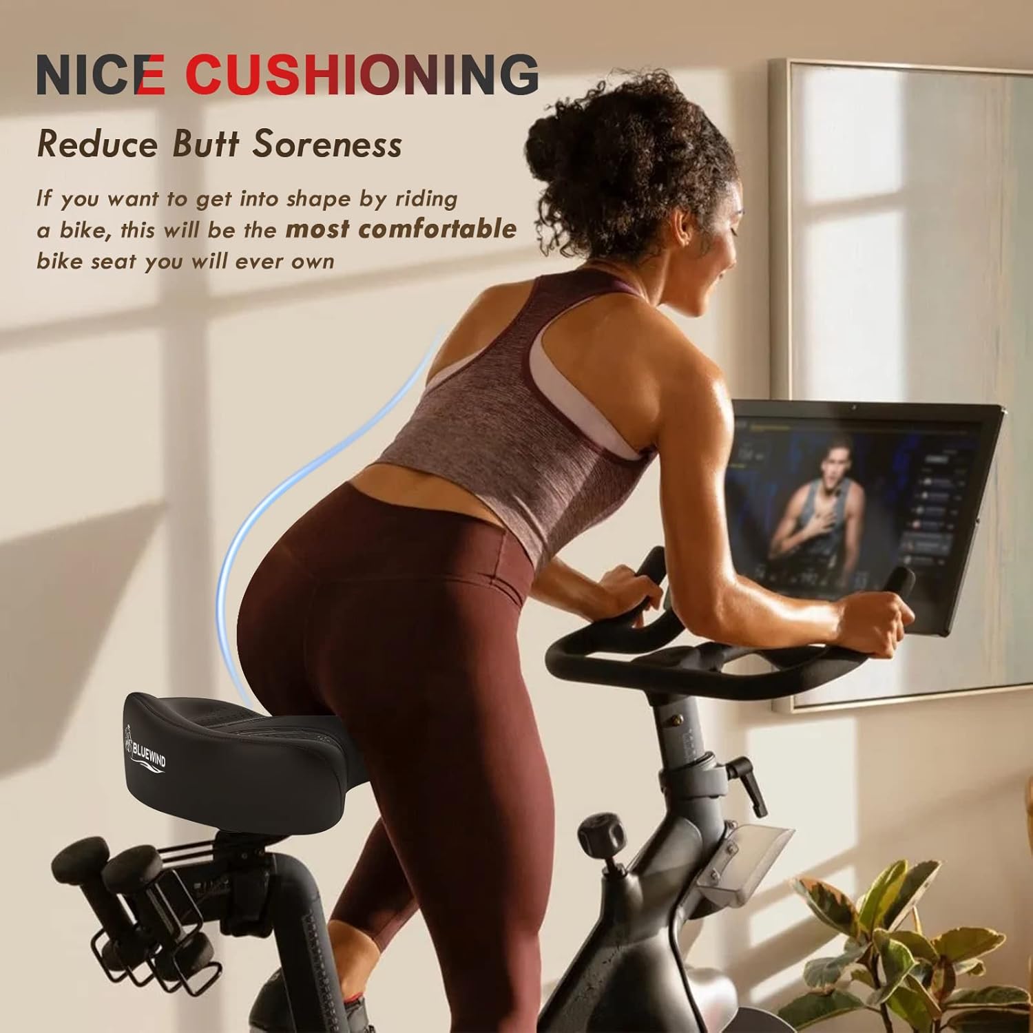BLUEWIND Asiento de bicicleta de gran tamaño, asiento de bicicleta ancho, diseño de respaldo novedoso para bicicleta eléctrica, ajuste universal