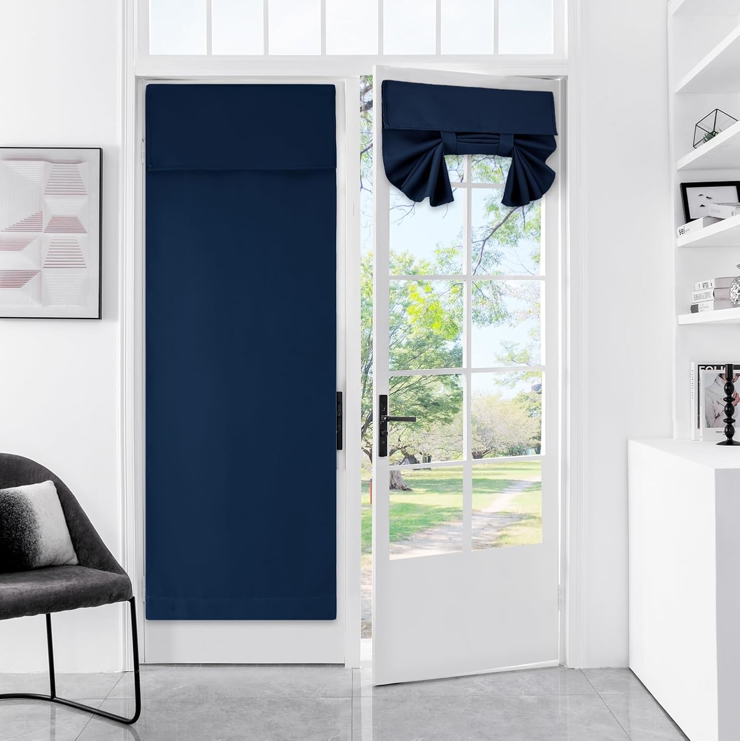 WdFour Cortinas de puerta francesa con tacto sedoso, aislamiento térmico, reducción de ruido, cortinas opacas para puerta de vidrio y oficina (25