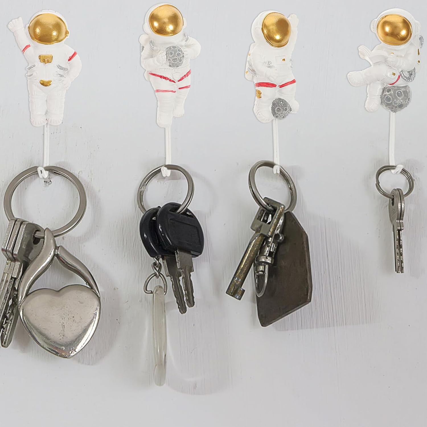 Zerodeko Gancho de almacenamiento de astronauta, 4 piezas de gancho para colgar en la pared de astronauta, soporte para paraguas, abrigos, llaves,