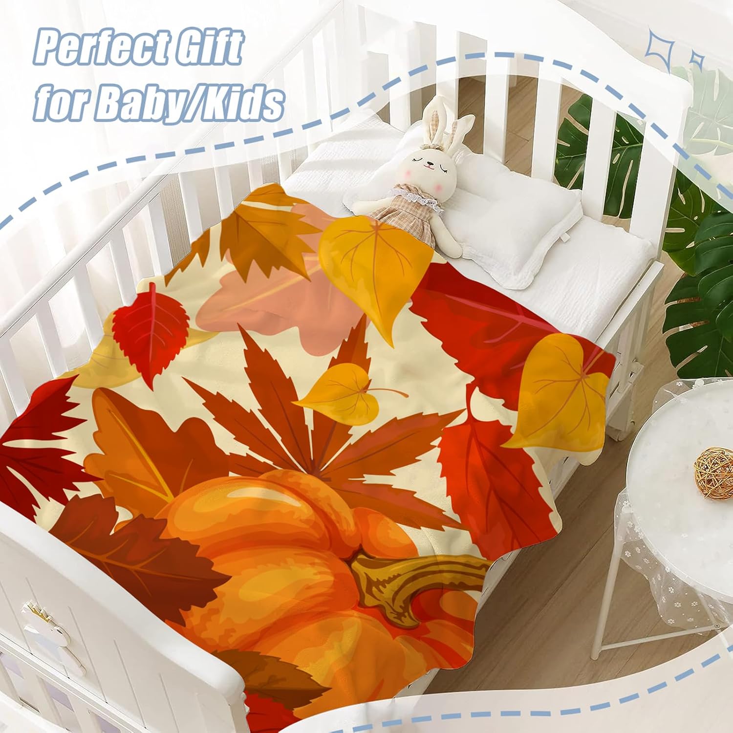 Neatee Living Manta decorativa de otoño pequeña, manta de otoño para bebé, naranja, Acción de Gracias, otoño, calabaza, bebé, mascota, ligera,